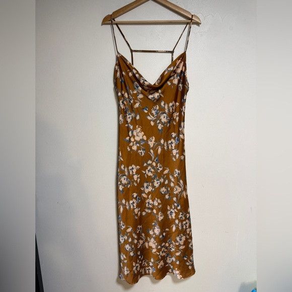 Other Audrey 3+1 Rust Floral Cowl Neck Slip Dress – Size L Size L / US 10 / IT 46 - 2 Thumbnail