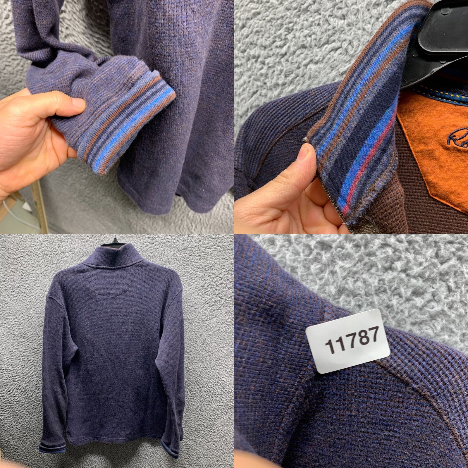 Robert Graham Robert Graham Sweater Adult Large Blue 1/4 Zip Mens Pullover Cotton Thermal 90s Size US L / EU 52-54 / 3 - 9 Thumbnail