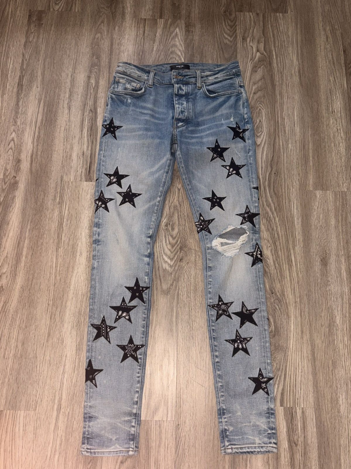 Amiri Amiri Black Paisley Star Blue Denim Jeans Sz 30 Size US 30 / EU 46 - 1 Thumbnail