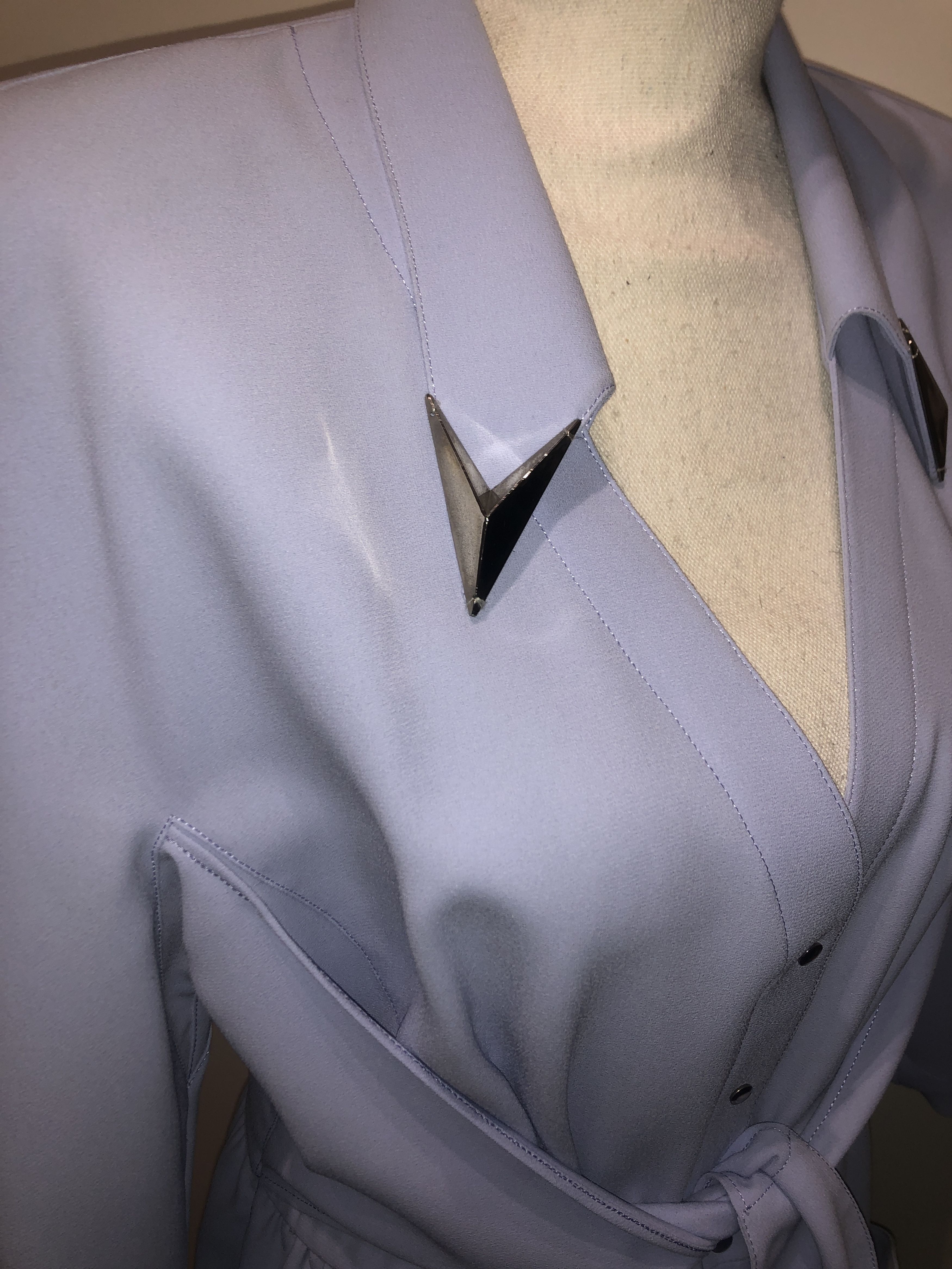 Thierry Mugler Silver Metal embellishment pale blue dress Size L / US 10 / IT 46 - 5 Thumbnail