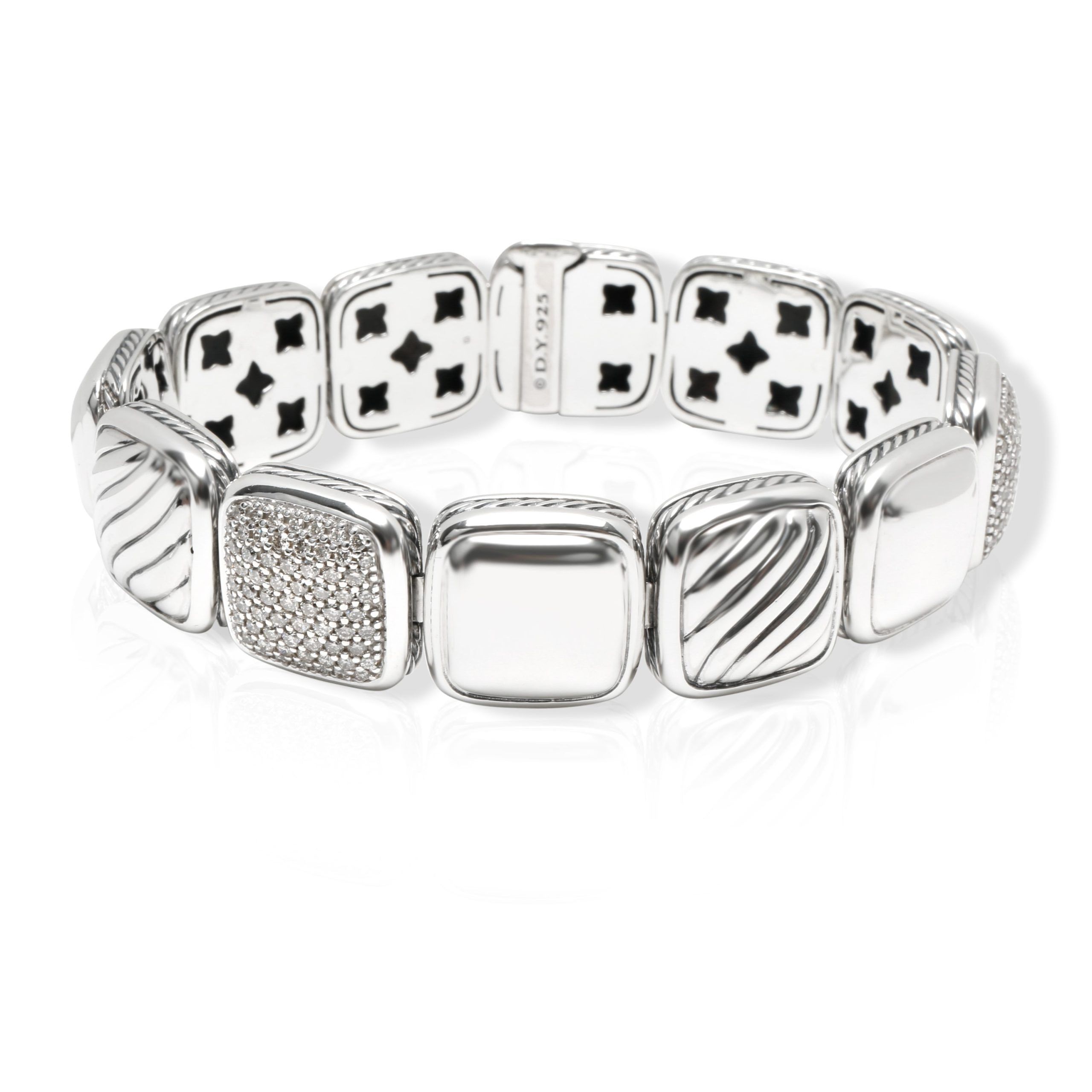 David Yurman David Yurman Chiclet Diamond Bracelet in Sterling Silver 1.75 CTW Size ONE SIZE - 1 Preview