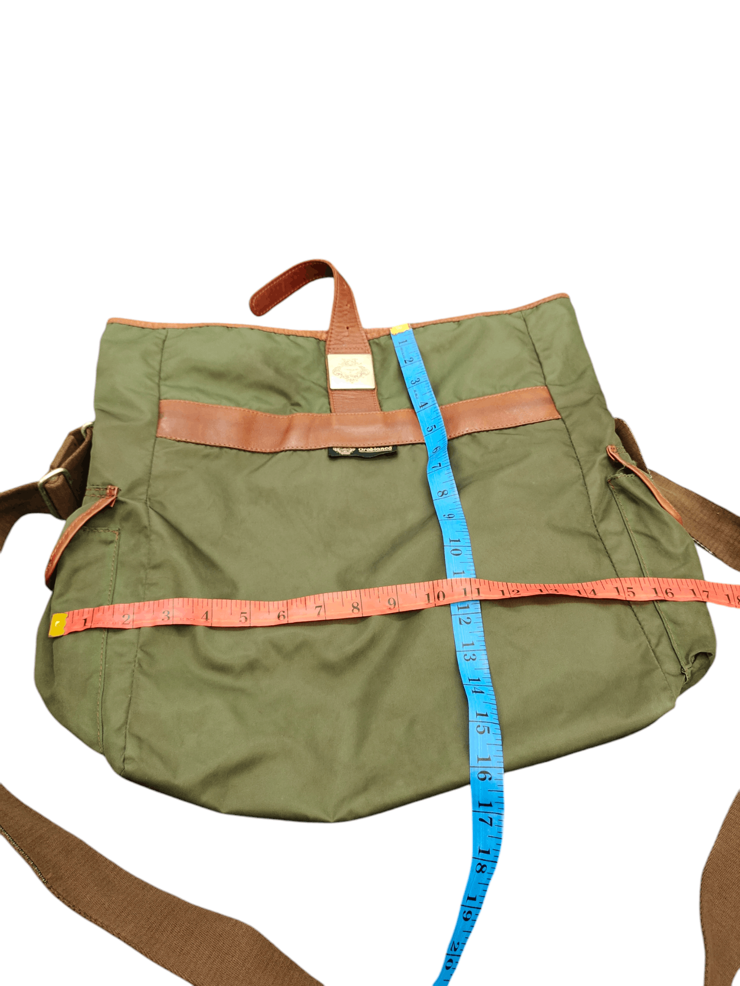 Orobianco Vintage Orobianco Olive Green Nylon Leather Trim Sling Bag Size ONE SIZE - 16 Thumbnail
