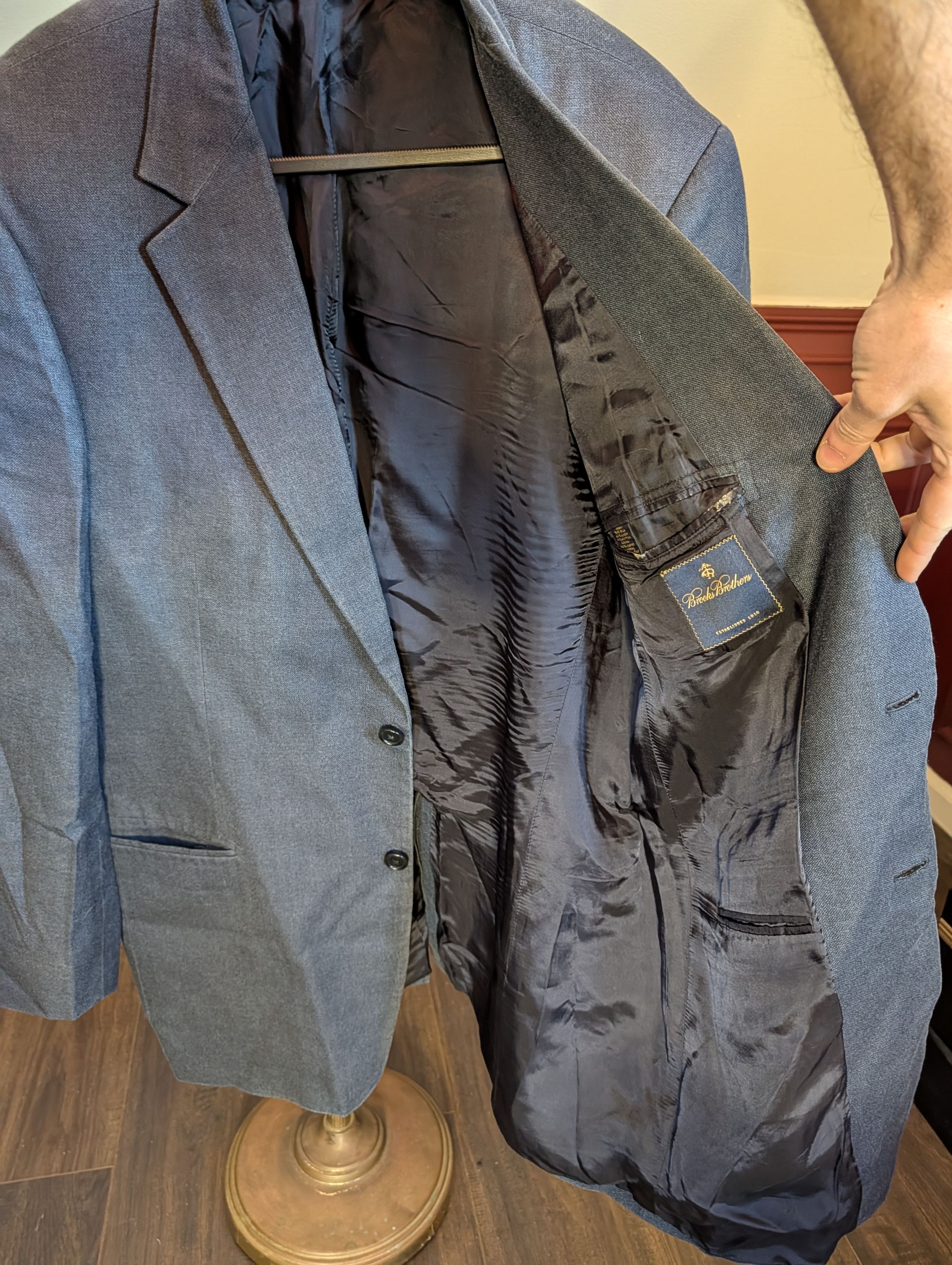 Brooks Brothers Silk linen made in Italy blue/gray sport coat jacket Size 42L - 8 Thumbnail