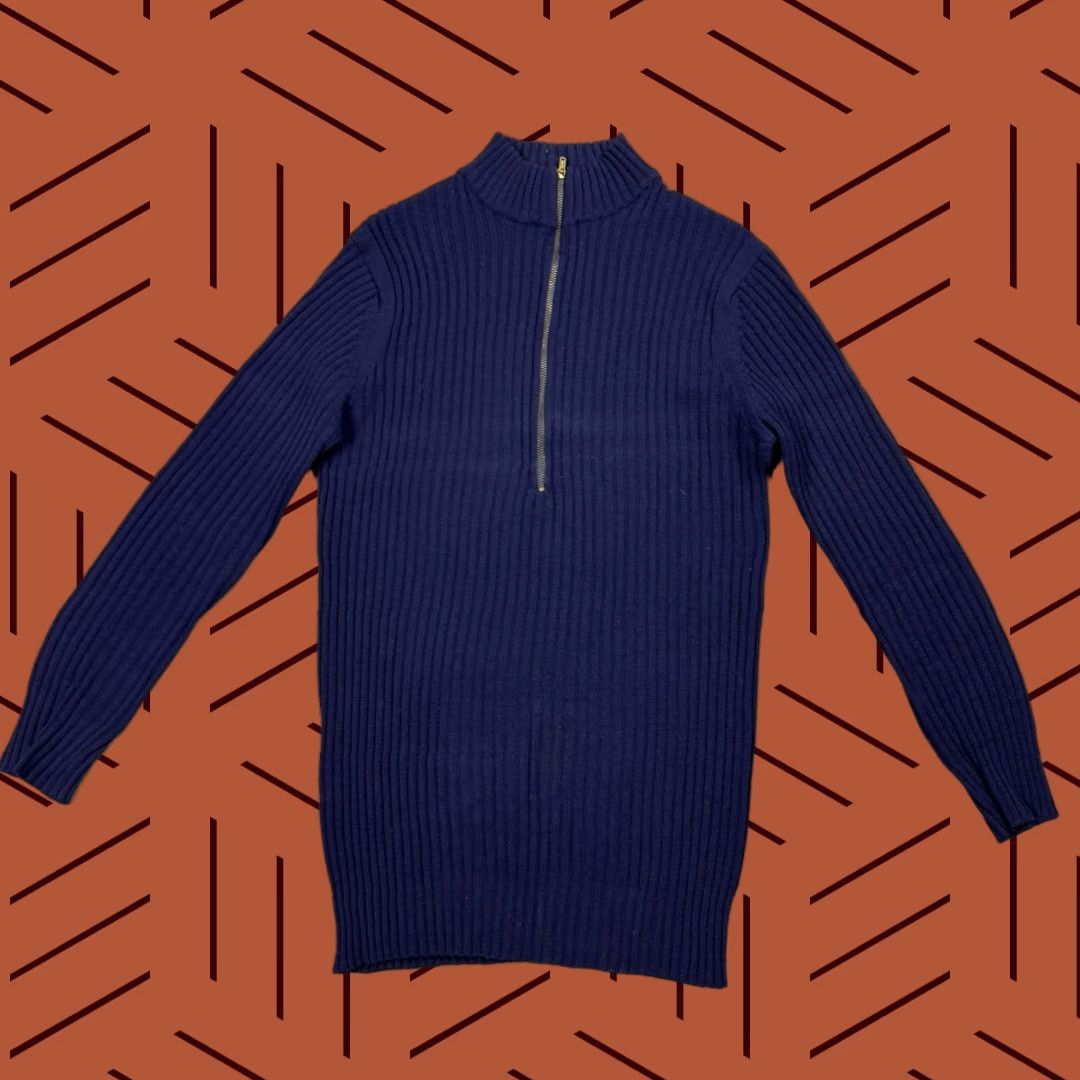 Vintage VINTAGE 60s 70s Women's Wool Knit Sweater Mod/GoGo Style Small Blue 100% Wool Pullover Size S / US 4 / IT 40 - 1 Thumbnail