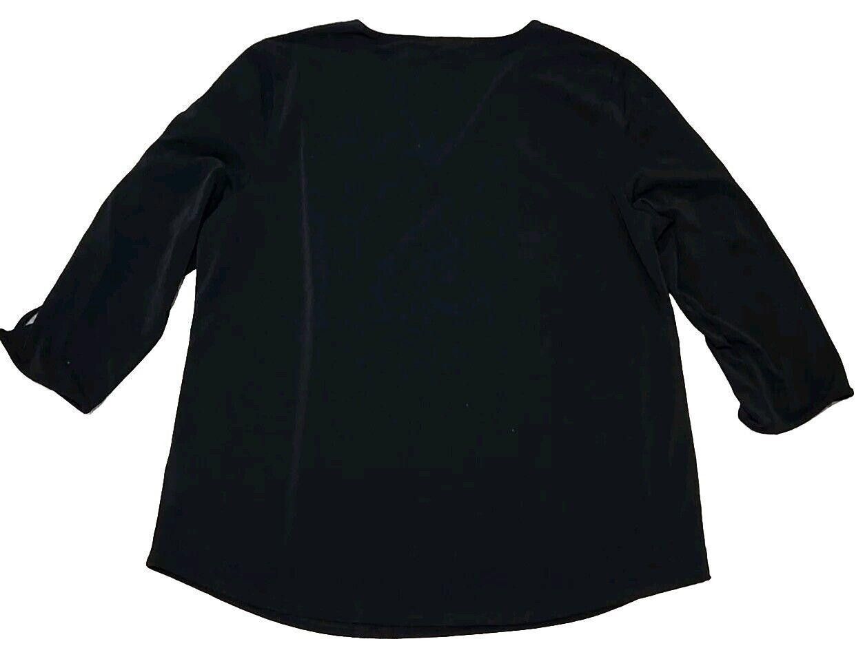 Designer Adrianna Papell Top Large Black 3/4 Sleeves Cut Out Stretch Size L / US 10 / IT 46 - 2 Thumbnail
