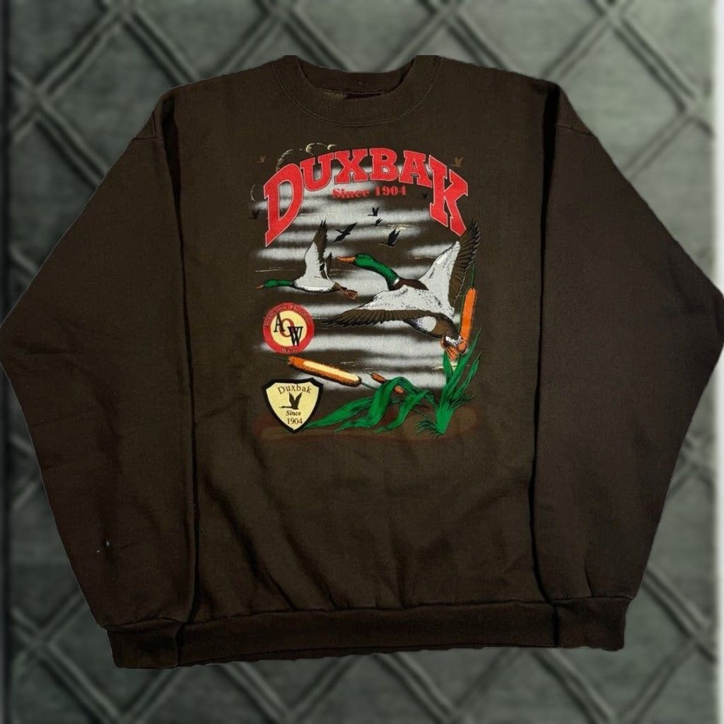 Vintage VINTAGE 90s Duxbak Duck Hunting Graphic Brown Crewneck Sweatshirt Size L USA Size US L / EU 52-54 / 3 - 1 Thumbnail