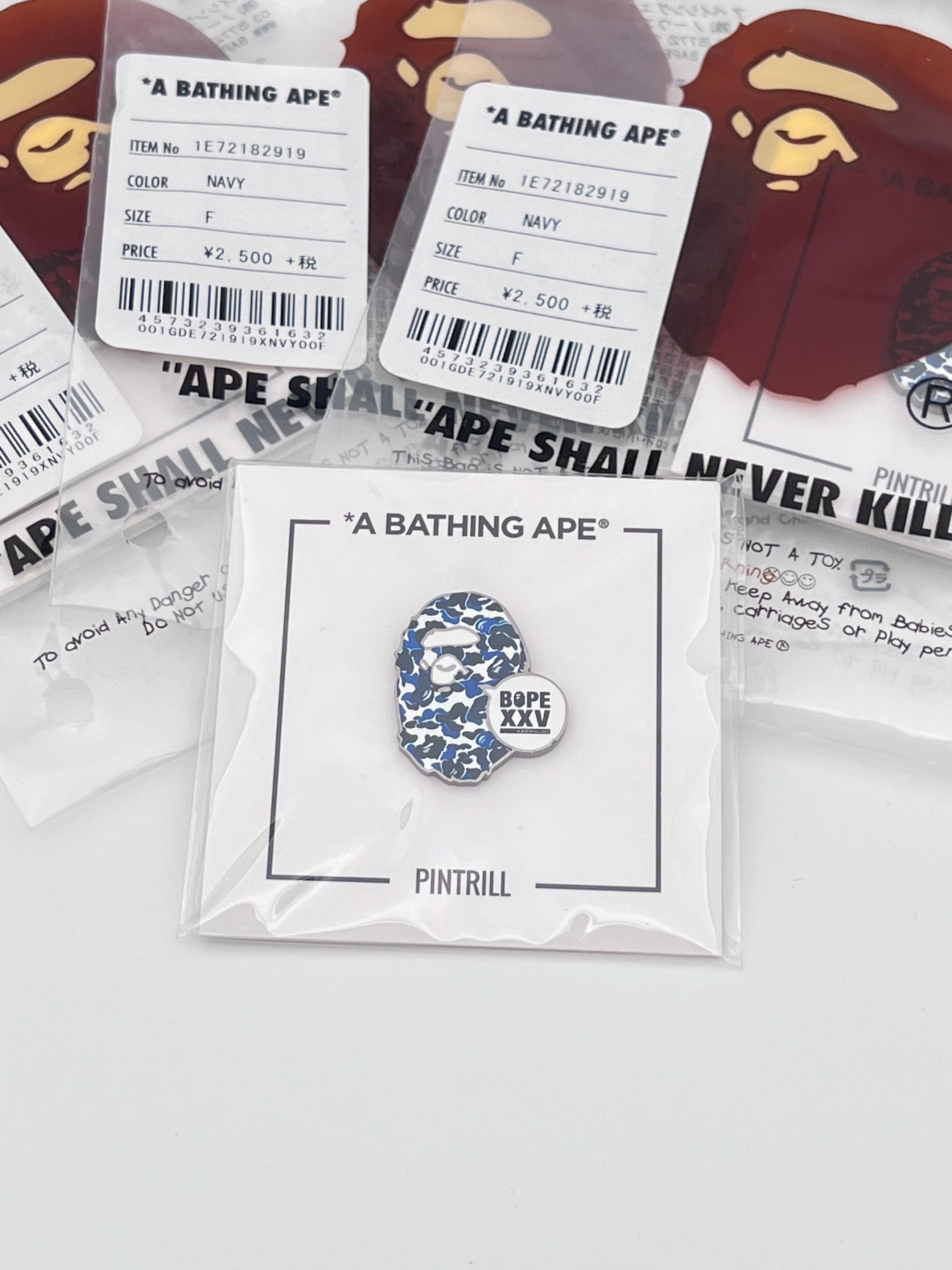 Bape Brand New* BAPE Bape.Com XXV Ape Head Pintrill Pins White Size ONE SIZE - 1 Thumbnail
