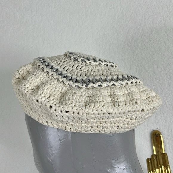 Ganni Ganni Women's Cotton Knitted Beret in Egret Size ONE SIZE - 6 Thumbnail