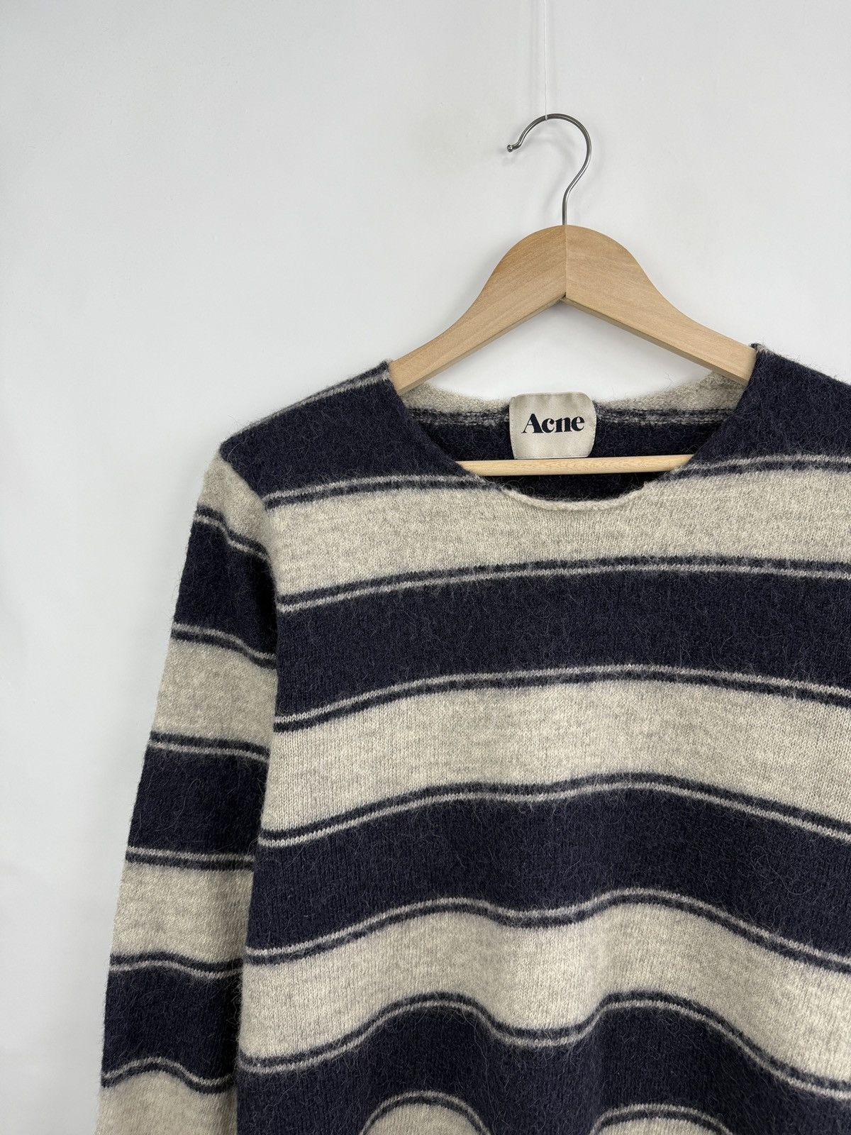 Acne Studios 🇺🇸Y2K Acne Studios Alpaca Wool Striped Sweater Navy LIMA AW11 Size XL / US 12-14 / IT 48-50 - 2 Thumbnail
