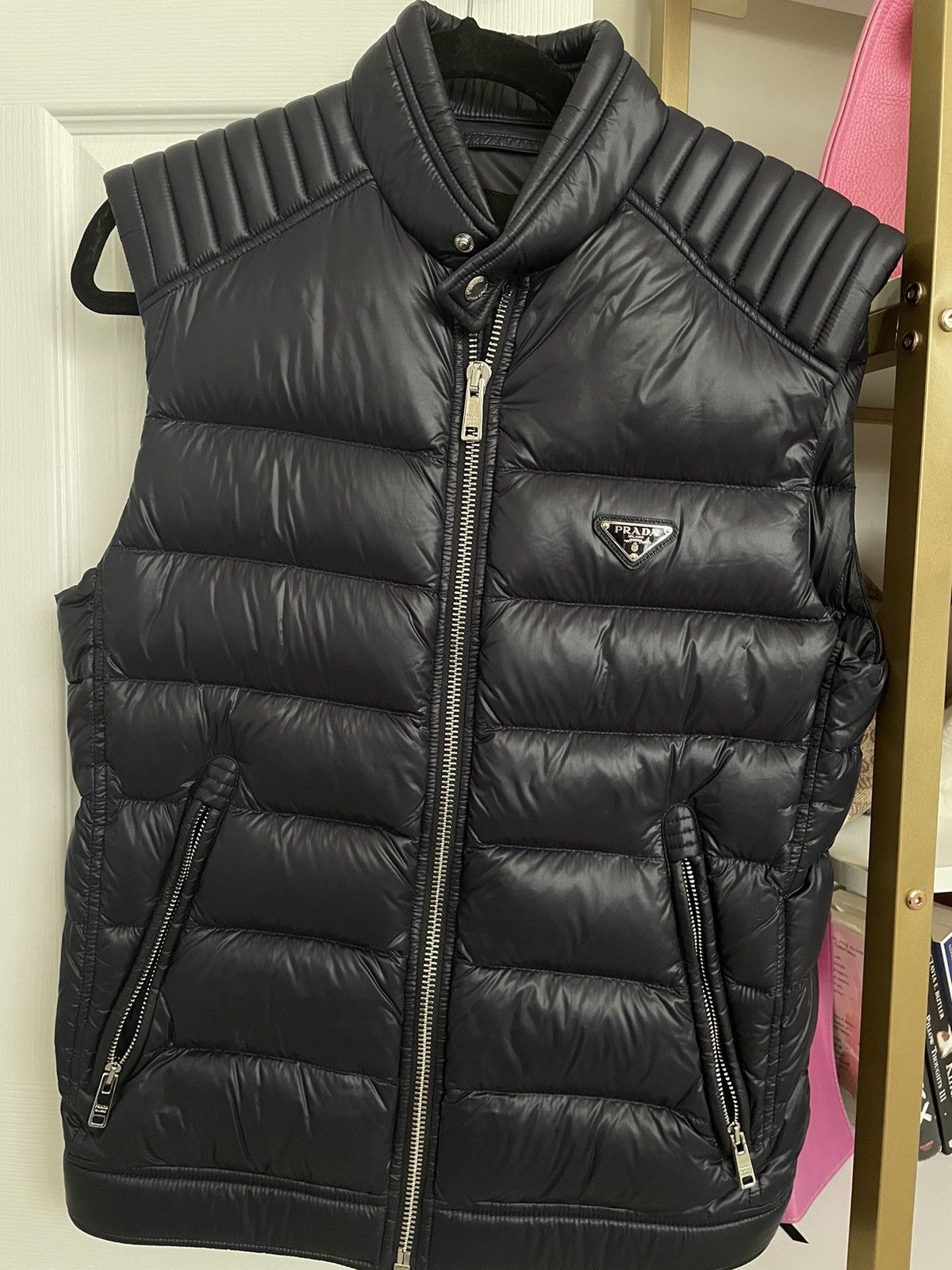 image of Prada Nylon Vest in Navy Blue, Men's (Size Small)