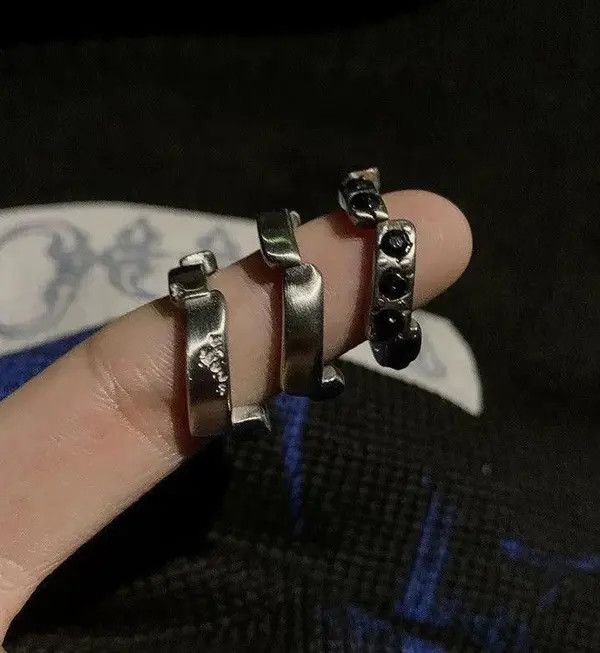 Jewelry Irregular Asymmetric Rhinestones 3 pieces ring set Size ONE SIZE - 4 Thumbnail