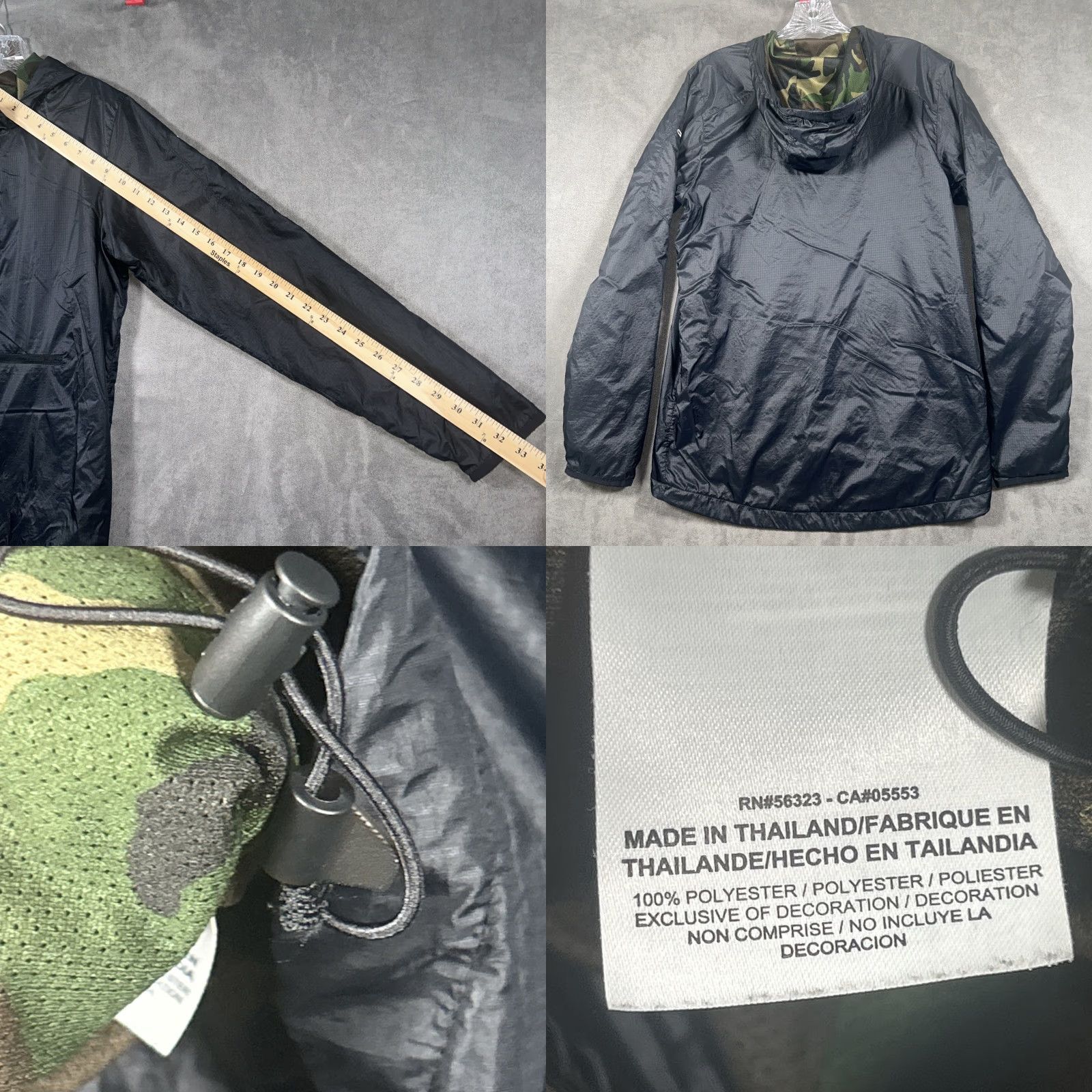 Nike Nike Windbreaker Jacket Mens Small 669928-010 Black 1/2 Zip Hooded Pockets Lightweight 100% Polyester Regular Size US S / EU 44-46 / 1 - 8 Thumbnail