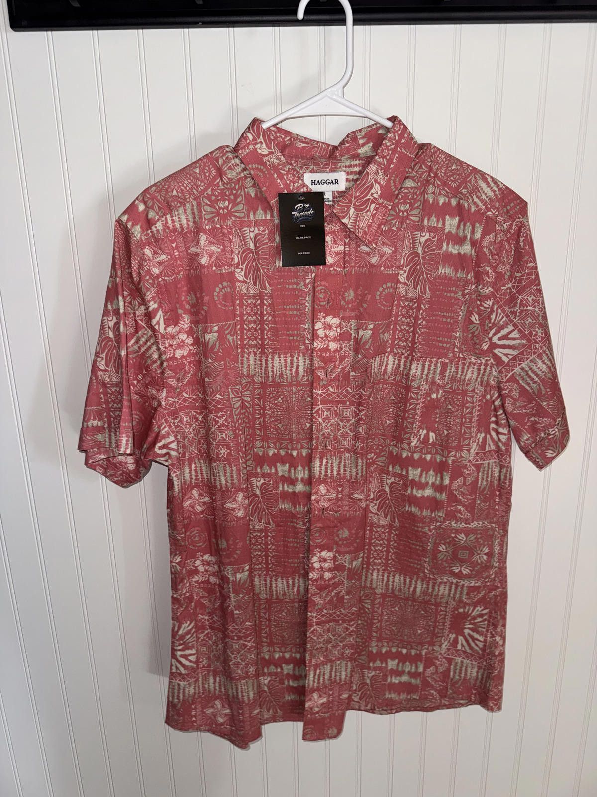 Haggar Haggar Men's Large Red Patterned Short Sleeve Shirt Size US L / EU 52-54 / 3 - 1 Thumbnail