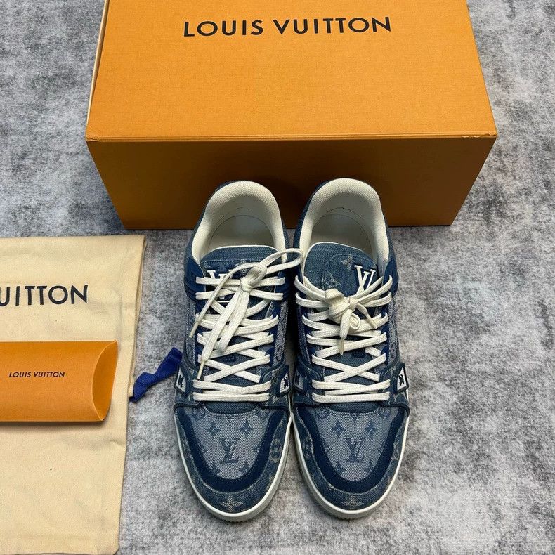 Louis Vuitton Louis Vuitton Trainer Blue Jeans shoes Size US 7 / EU 40 - 1 Thumbnail