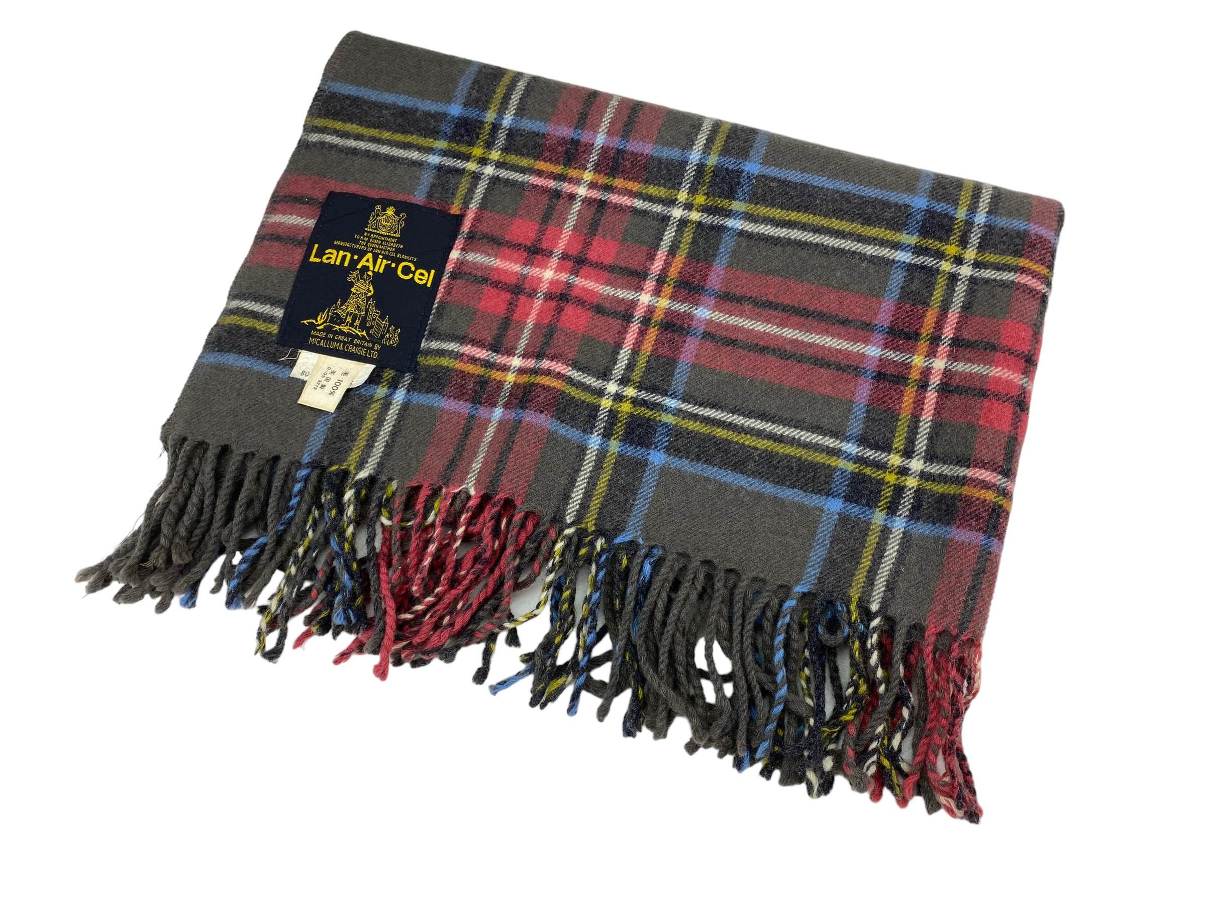 Vintage Vintage Lan Air Cel Wool Tartan Scarf Made in England Size ONE SIZE - 2 Thumbnail