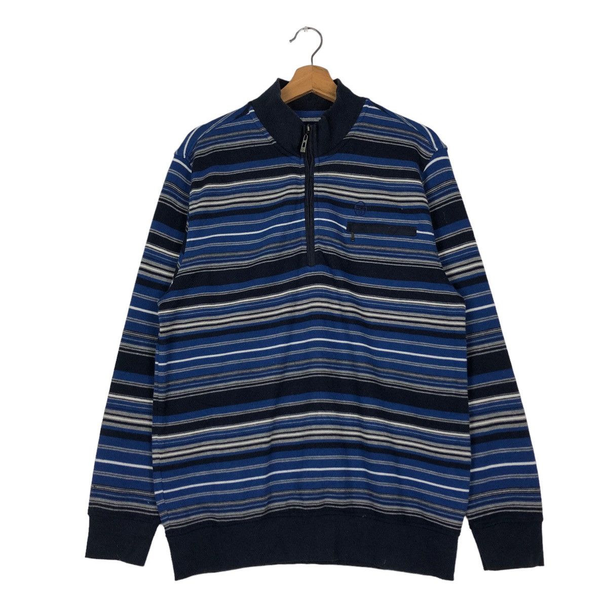 Japanese Brand 🔥Vintage Sergio Tacchini Anorak Long Sleeve Striped Collar Size US L / EU 52-54 / 3 - 1 Thumbnail