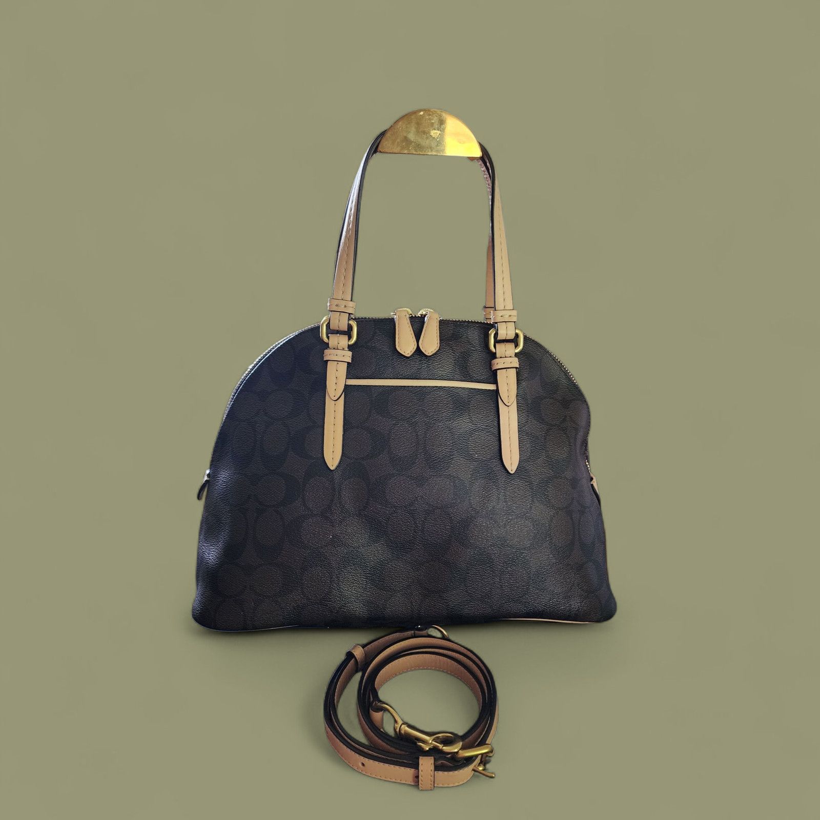 Coach Coach F26184 Signature Petyon Cora Brown Coated Canvas Domed Size ONE SIZE - 2 Thumbnail
