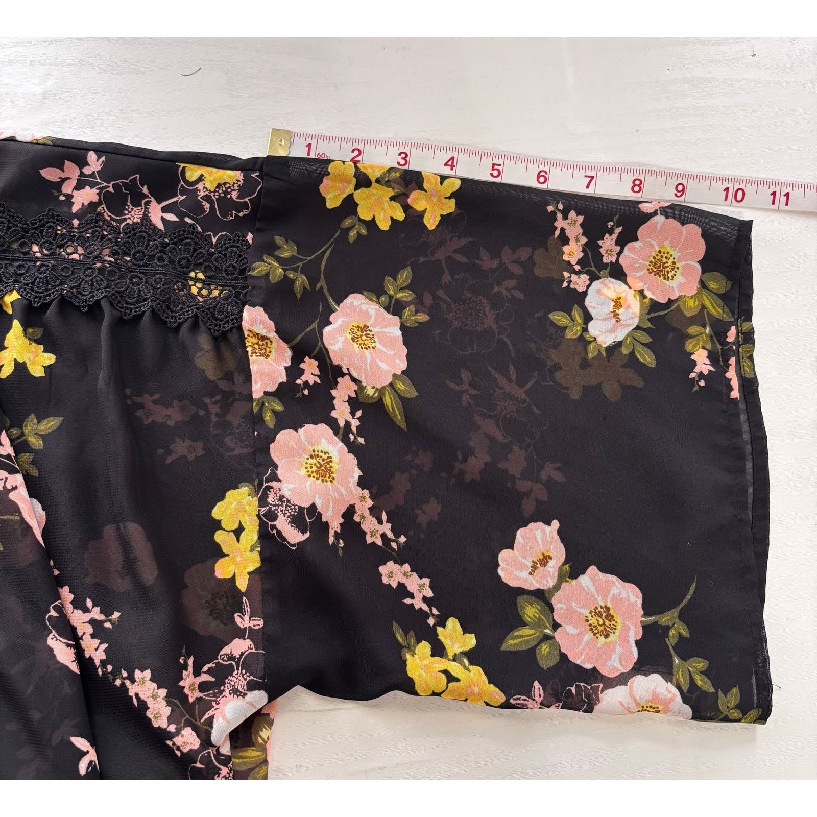 Other C Established 1946 Sheer Black Floral Kimono Overshirt Size L / US 10 / IT 46 - 5 Thumbnail