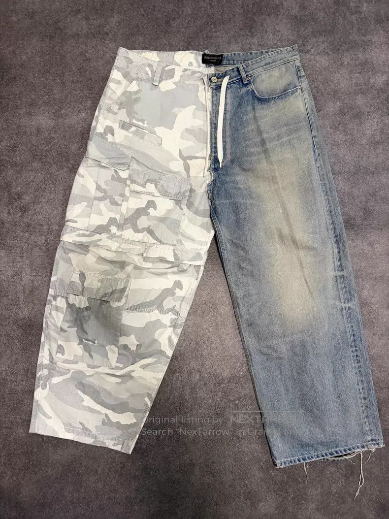Balenciaga Balenciaga size M Camouflage Patchwork Denim Work Pants Size US 27 - 1 Thumbnail