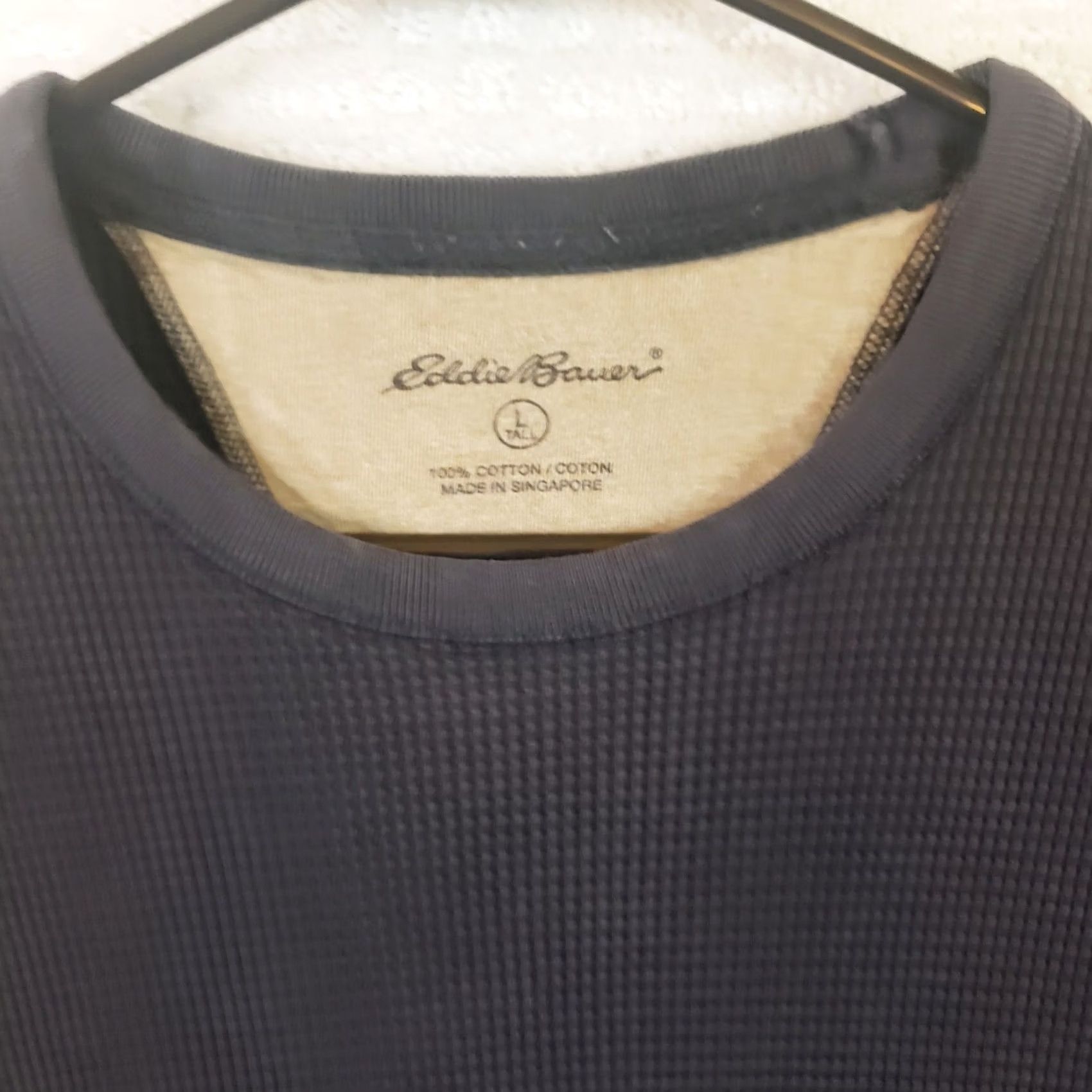 Eddie Bauer Eddie Bauer Men L Tall Black Waffle Knit Thermal Crewneck Long Sleeve Shirt Size US L / EU 52-54 / 3 - 4 Thumbnail