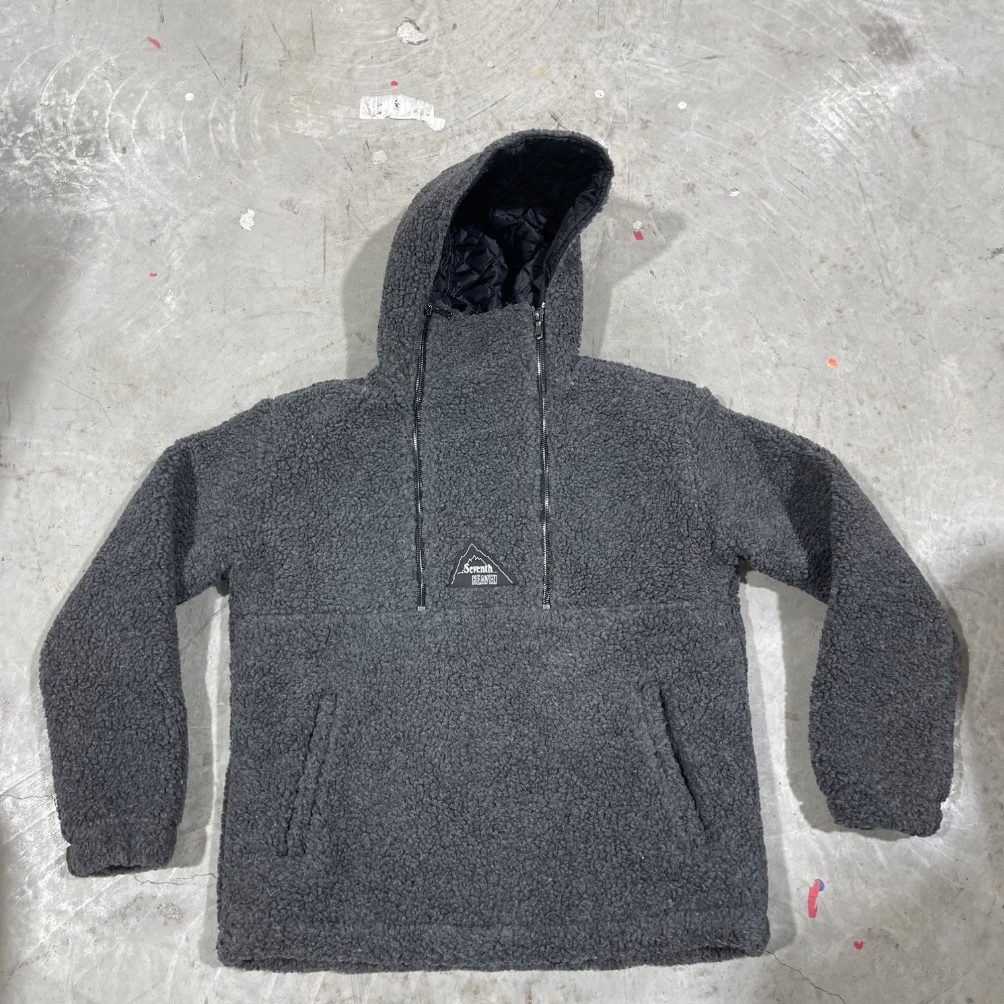 NEW SEVENTH HEAVEN CHARCOAL POLAR FLEECE HOODIE SZ M