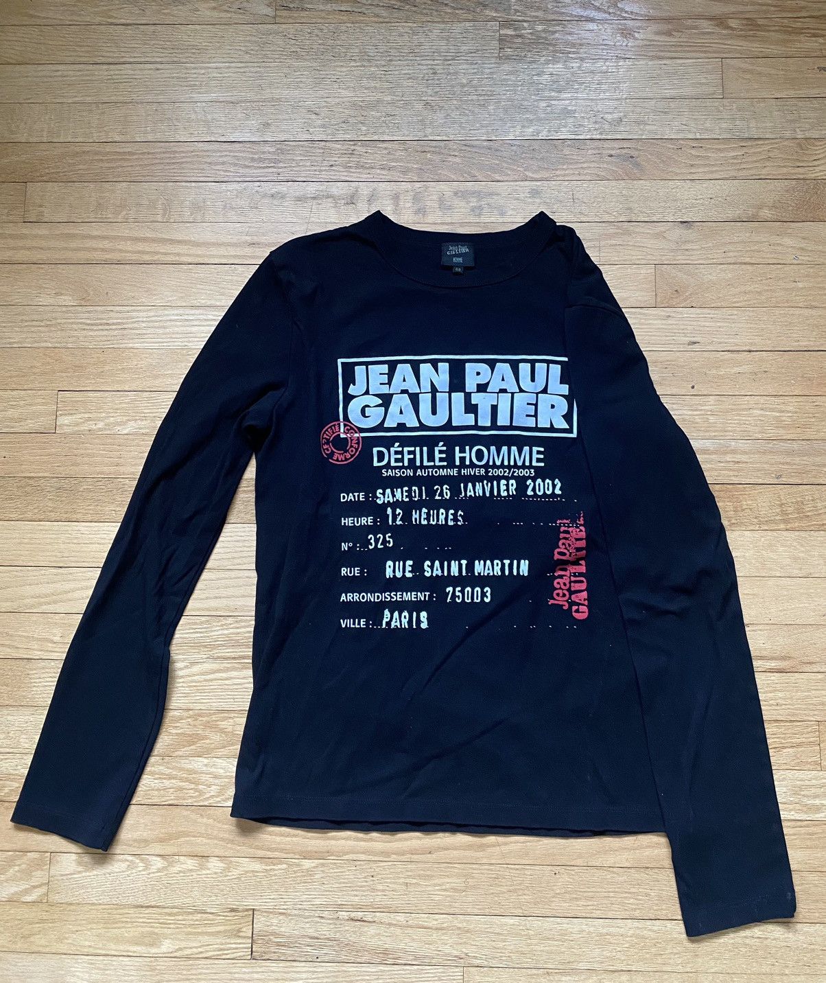 image of Jean Paul Gaultier Runway Print Long Sleeve in Black, Men's (Size Medium)