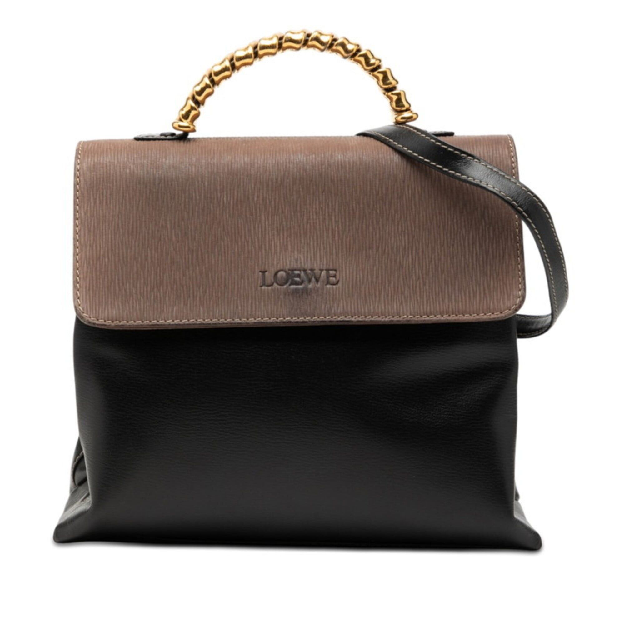Loewe Loewe Velázquez Handbag Shoulder Bag 2-Way Black Brown Leather Women's LOEWE Size ONE SIZE - 1 Thumbnail