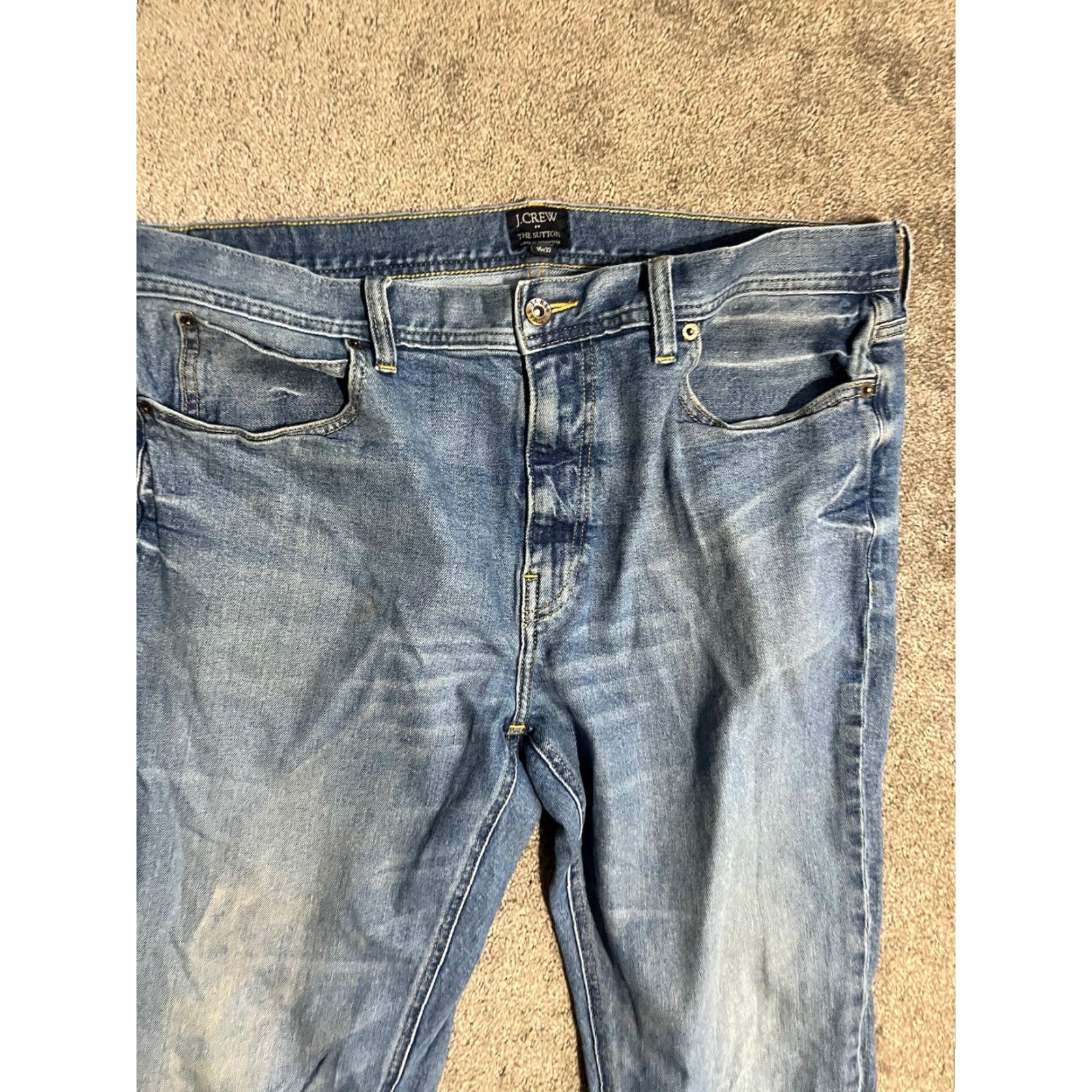 J.Crew J.CREW Jeans Mens 35x32 Blue The Sutton Straight Leg Medium Wash Cotton Denim Size US 35 - 4 Thumbnail