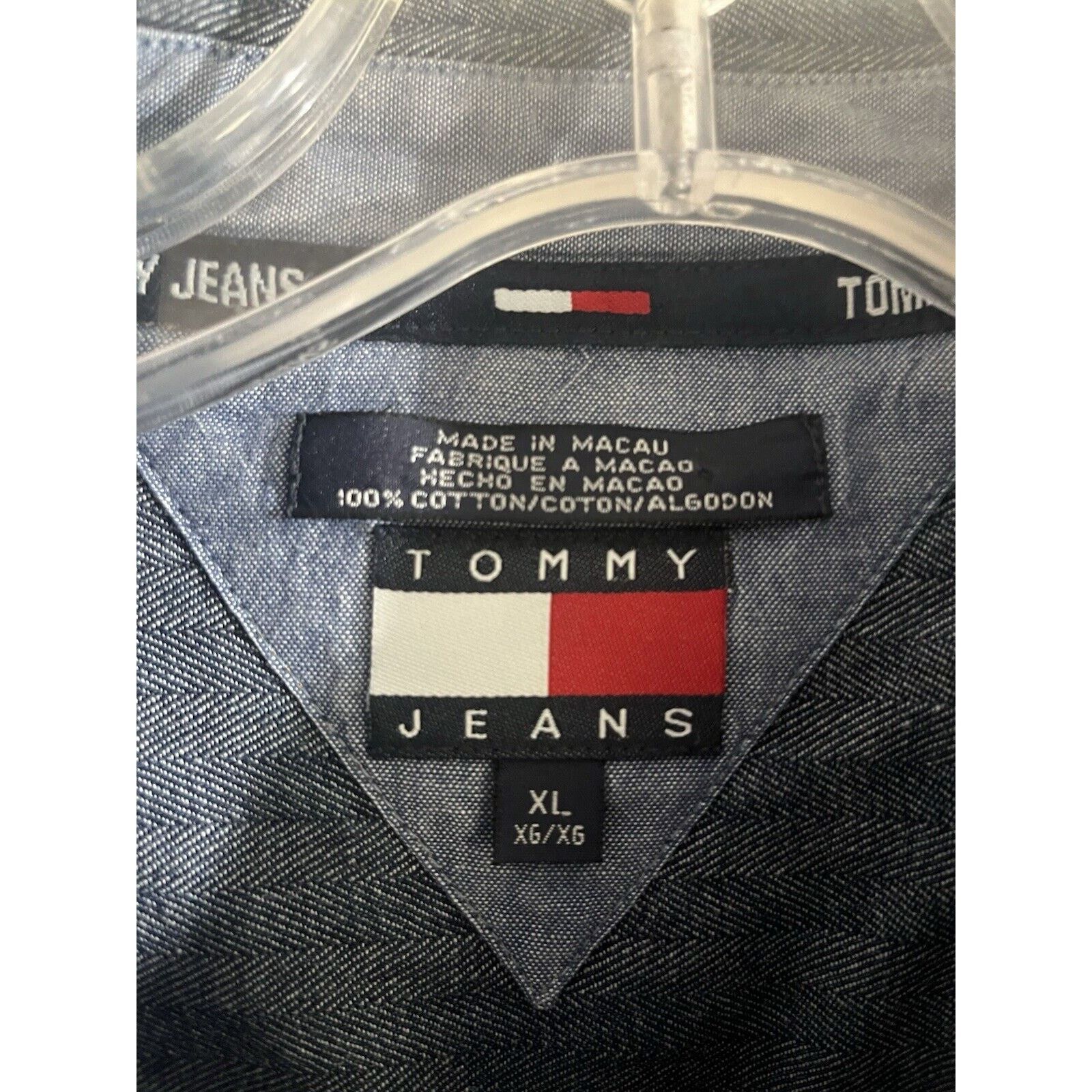 Tommy Hilfiger VTG/Y2K Tommy Hilfiger Mens XL Patched Faded Denim Shirt Size US XL / EU 56 / 4 - 2 Thumbnail