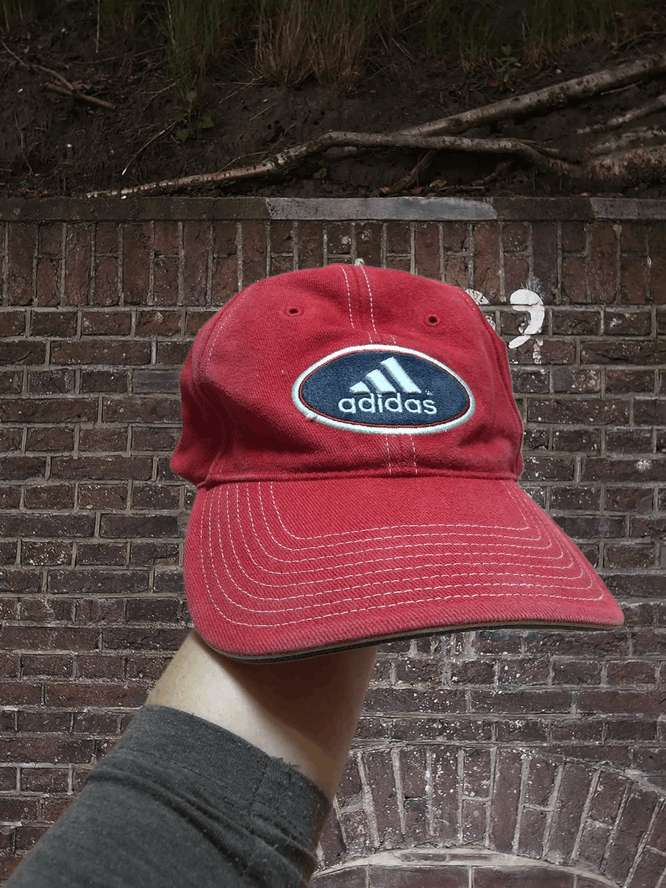 Adidas Cap Y2K red Hats Adidas big logo Vintage streetwear Size ONE SIZE - 1 Thumbnail