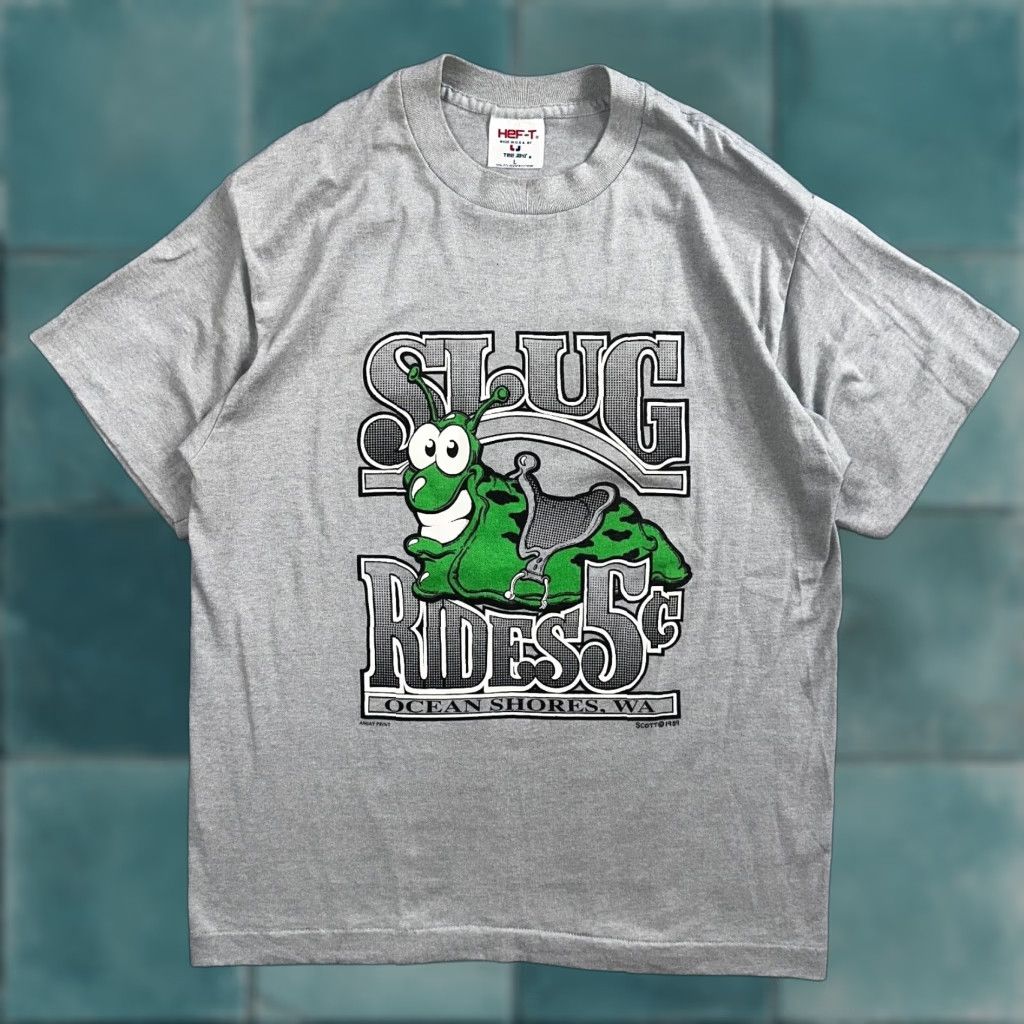TEE JAYS VINTAGE Tee Jays T Shirt Washington Slug Rides Ocean Shores Large Gray Crew Neck Short Sleeve 70s 80s 90s Mens Size US L / EU 52-54 / 3 - 1 Thumbnail