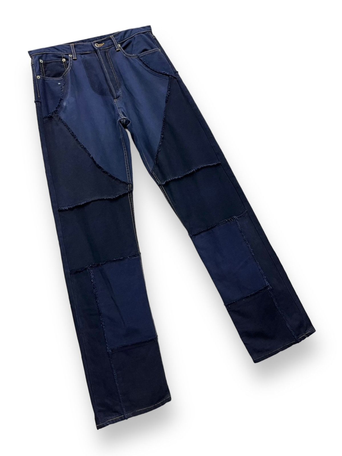 Japanese Brand 🔥FYE🔥PUNAH Frayed Patcwork Dark Blue Denim Made In Japan Size US 32 / EU 48 - 4 Thumbnail