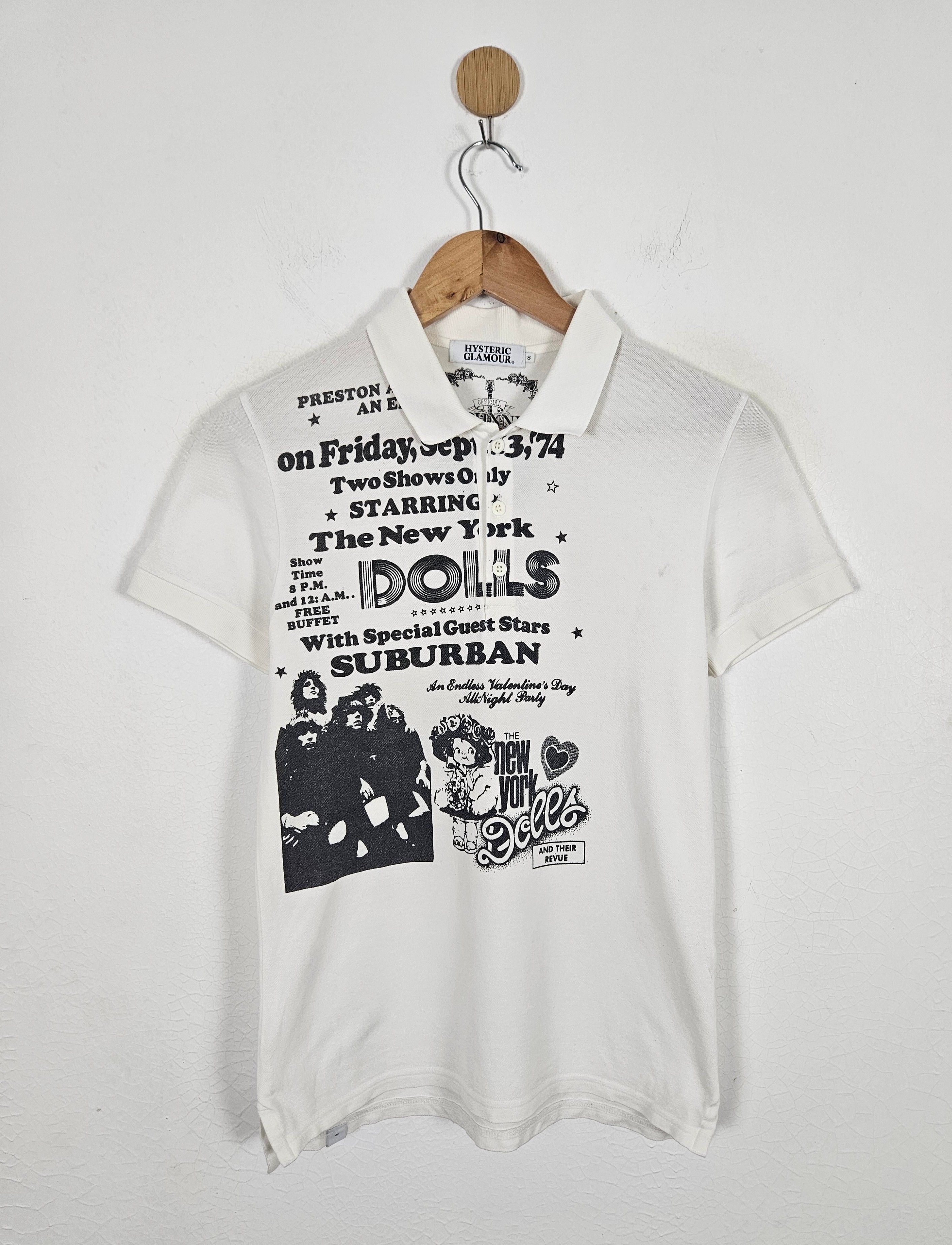 image of Hysteric Glamour New York Dolls Polo Shirt in White, Men's (Size Small)