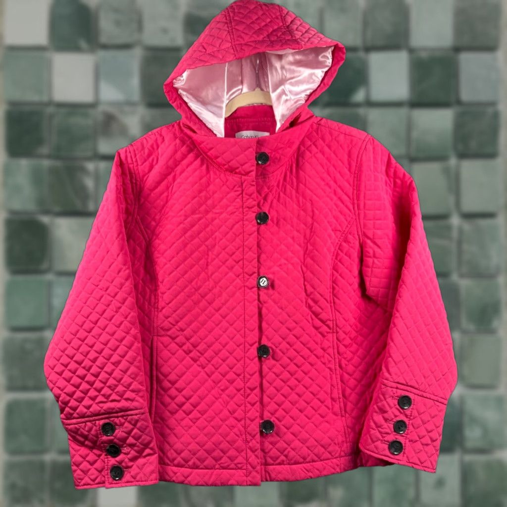 Calvin Klein Calvin Klein Women XL Quilted Jacket Detachable Hood Pink Barbi(e)core EUC Size XL / US 12-14 / IT 48-50 - 1 Thumbnail