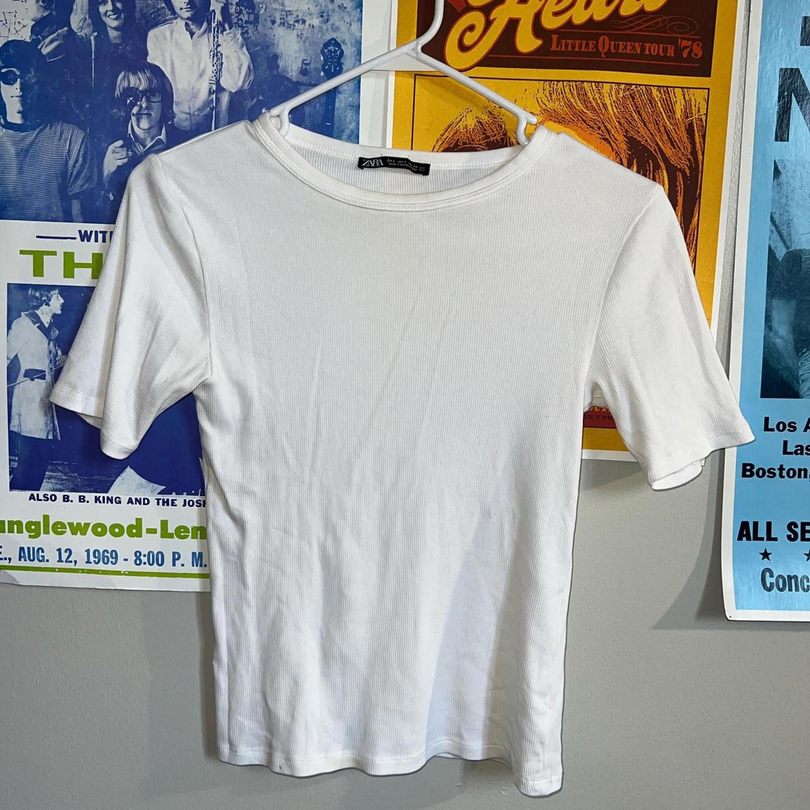 Zara White ribbed cotton t-shirt Size S / US 4 / IT 40 - 6 Thumbnail