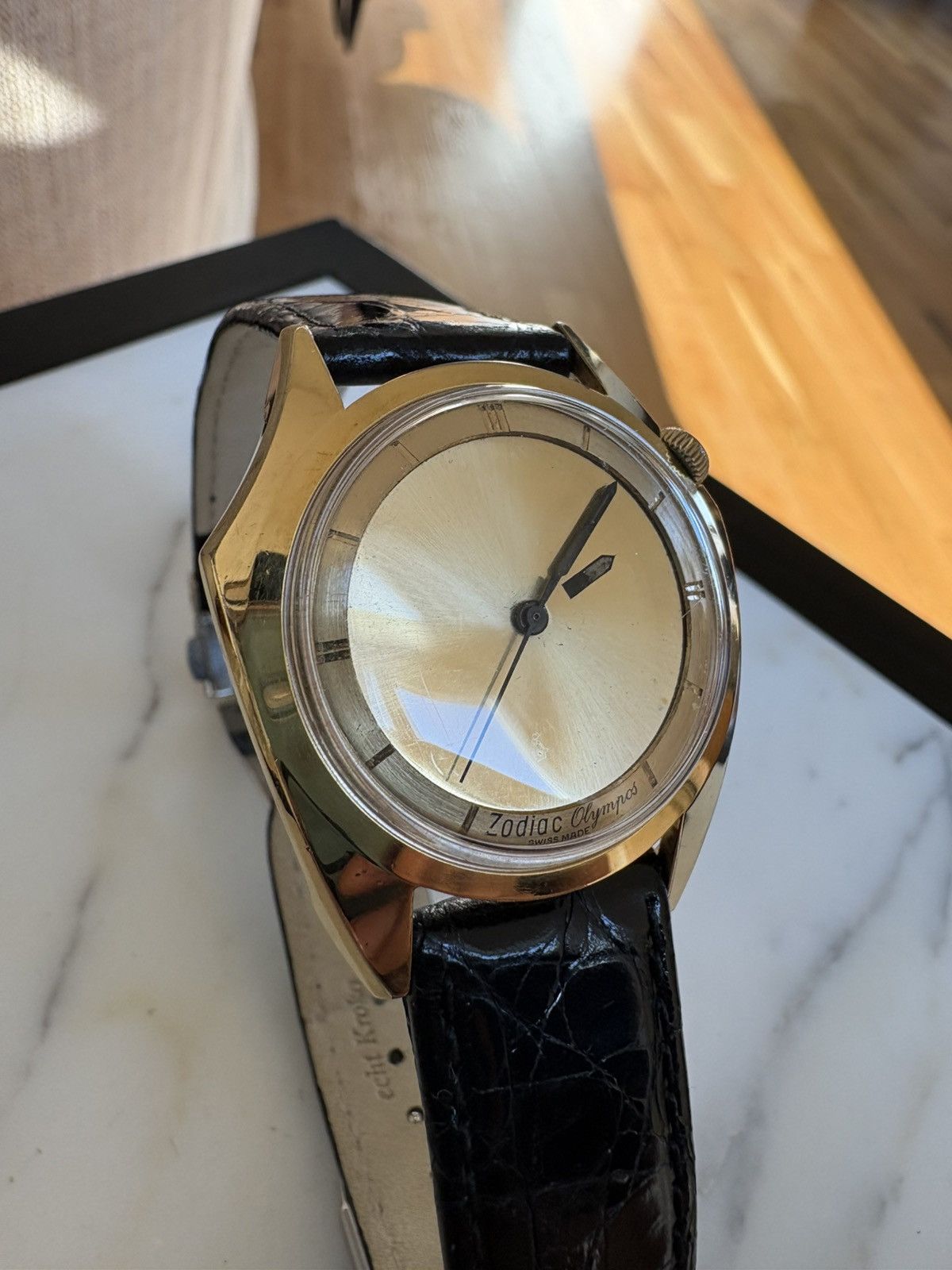 Other Zodiac Olympos 703-918 VTG 70s Mystery Dial 17J Swiss Auto Size ONE SIZE - 3 Thumbnail