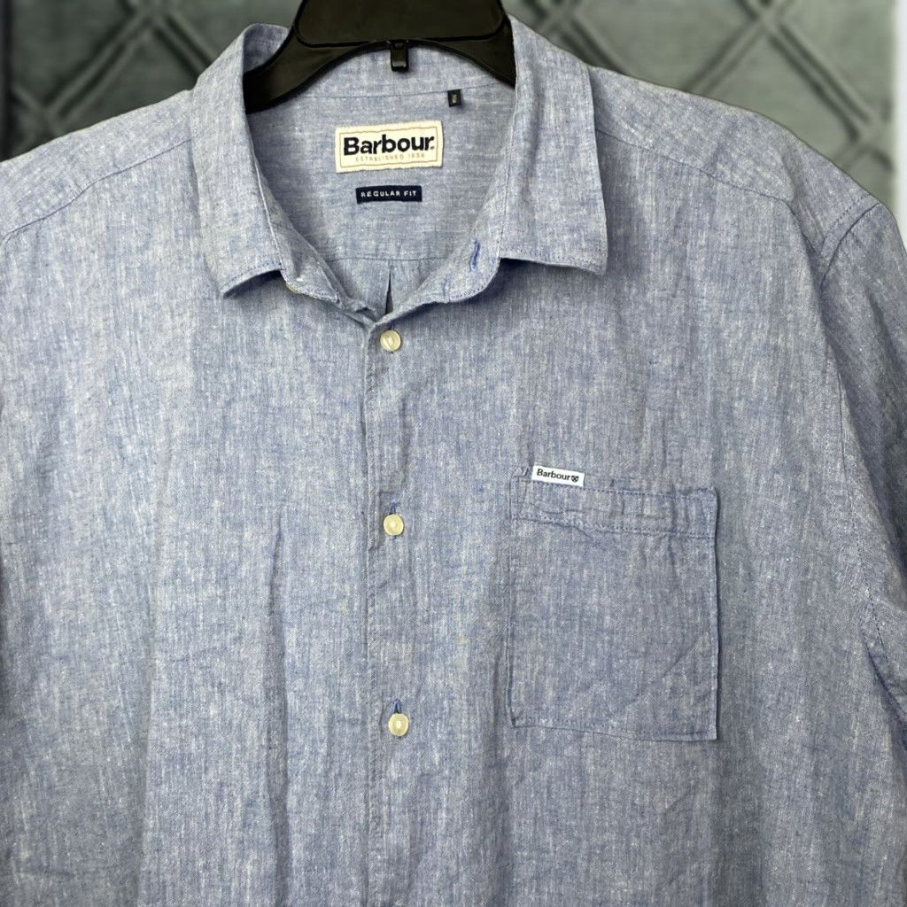 Barbour Barbour Button-Up Shirt Mens Large Blue Linen Short Sleeve L 26x30 Size US L / EU 52-54 / 3 - 1 Thumbnail