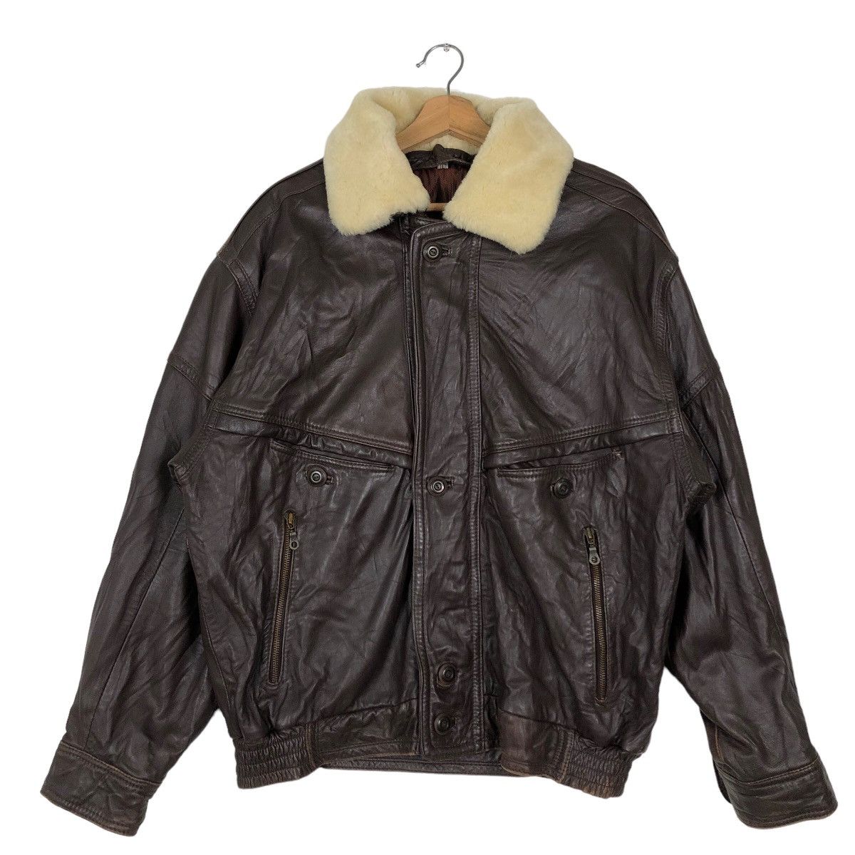 Genuine Leather 🔥90’s Vintage Bomber Leather Jacket Issey Miyake Collection Size US L / EU 52-54 / 3 - 1 Thumbnail