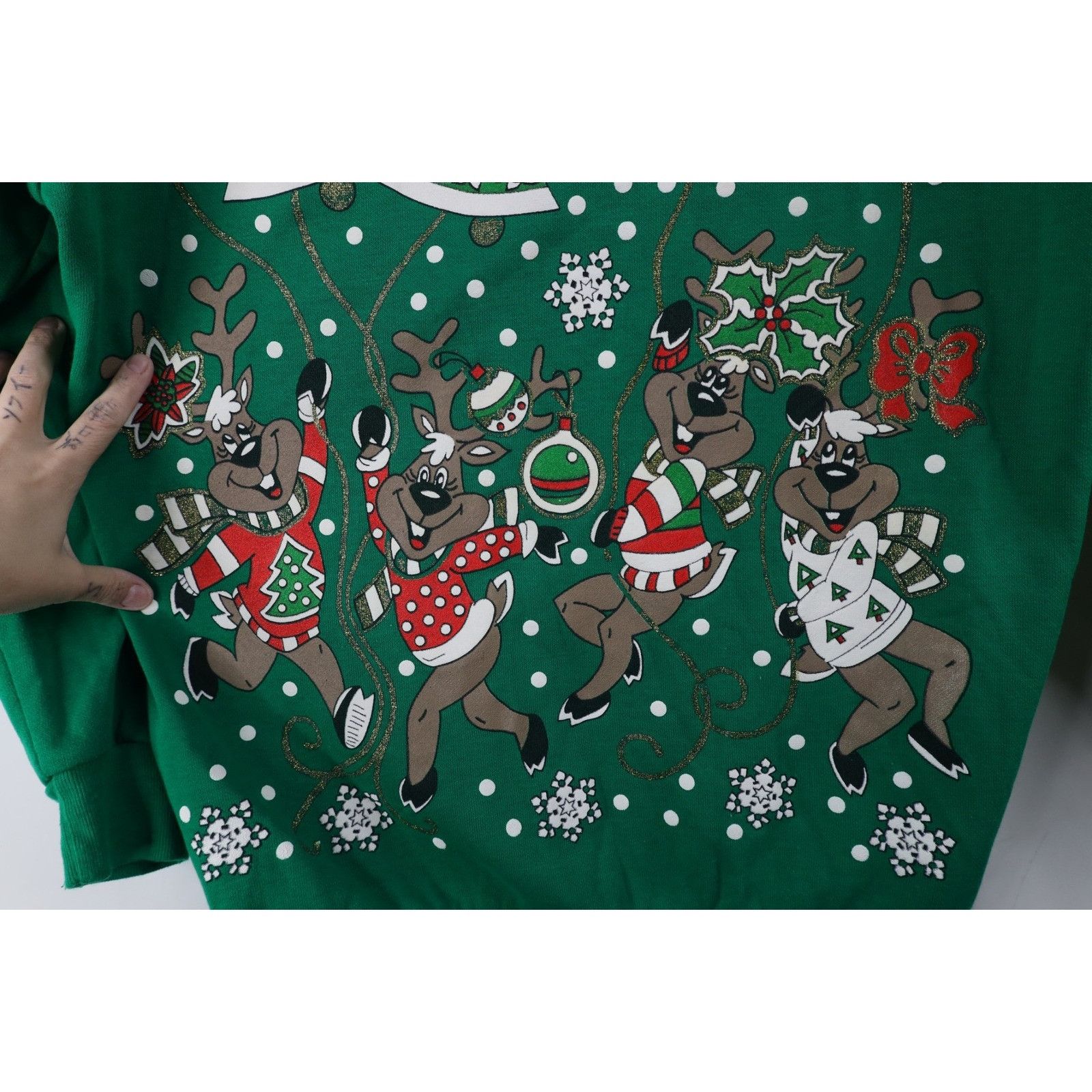 Vintage Vintage 90s Streetwear Christmas Reindeer Sweatshirt Size L / US 10 / IT 46 - 7 Thumbnail