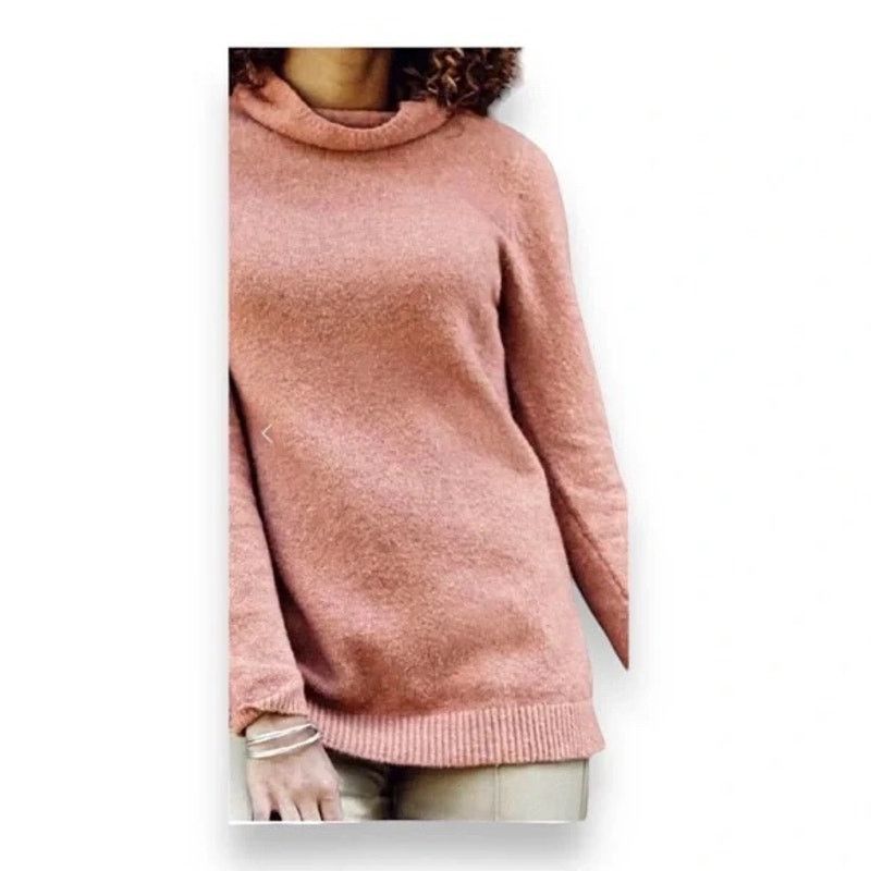 J. Jill J Jill Draped Funnel Neck Sweater Pink Stretch Wool Blend Size M / US 6-8 / IT 42-44 - 8 Thumbnail
