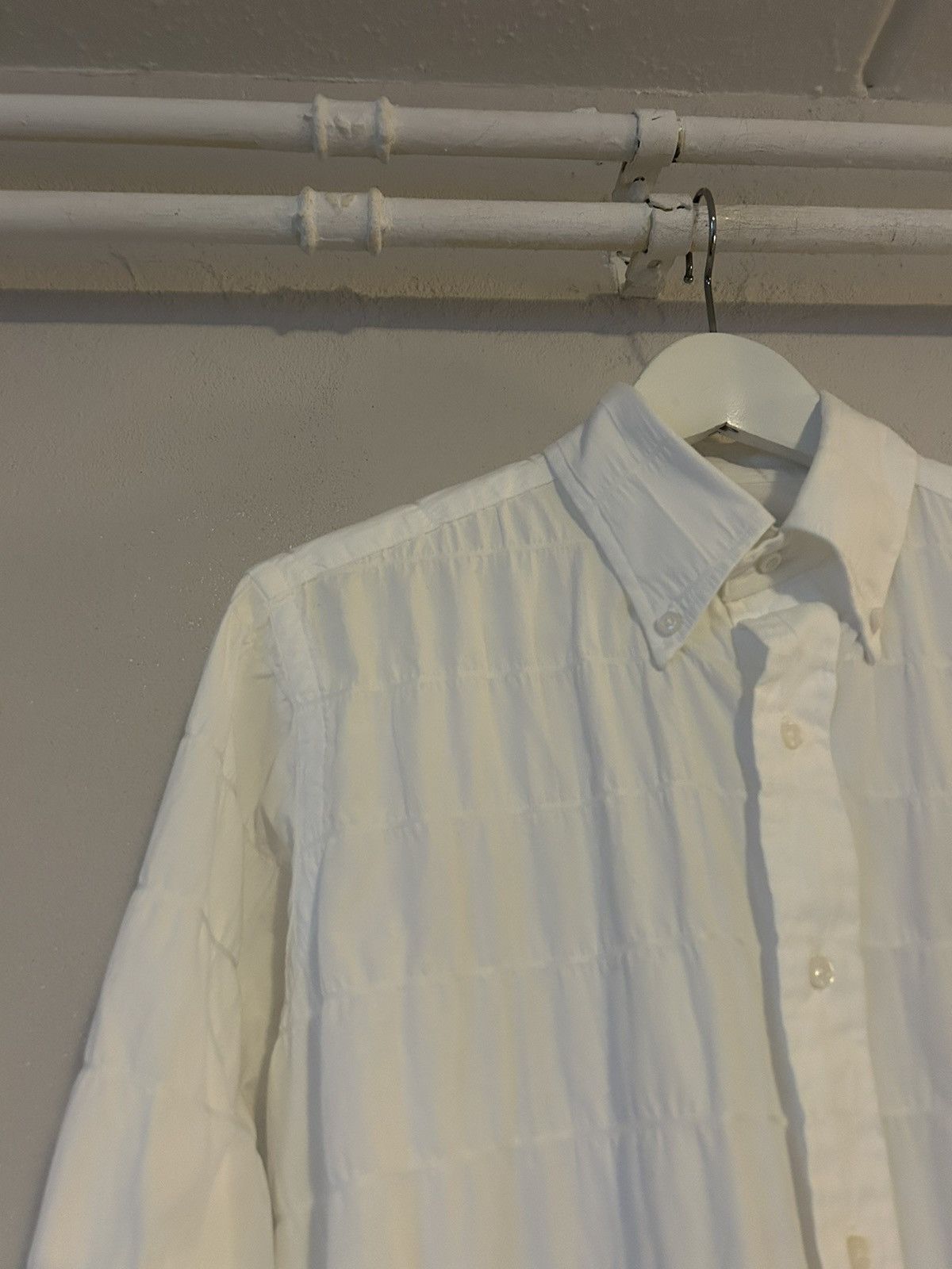 Thom Browne Thom Browne White Quilted Cotton Shirt Size US M / EU 48-50 / 2 - 2 Thumbnail