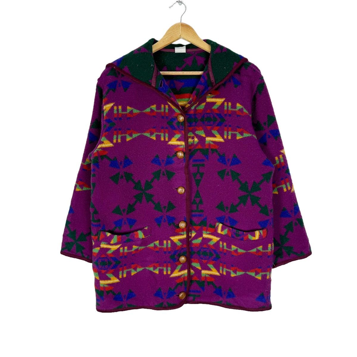 Benetton ⚡️UNITED COLORS OF BENETTON HOODIE FUR NAVAJO JACKET Size M / US 6-8 / IT 42-44 - 2 Thumbnail