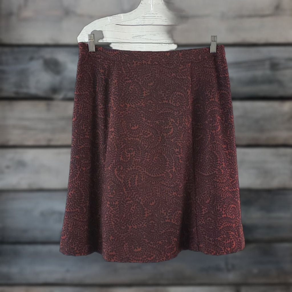 Loft LOFT Ann Taylor Womens Skirt Sz 12 Red Blue Leaf Print Side Zip Knee Length A-Line Multicolor Polyester Blend Floral Pattern Womens Skirt Size 34" / US 12 / IT 48 - 1 Thumbnail