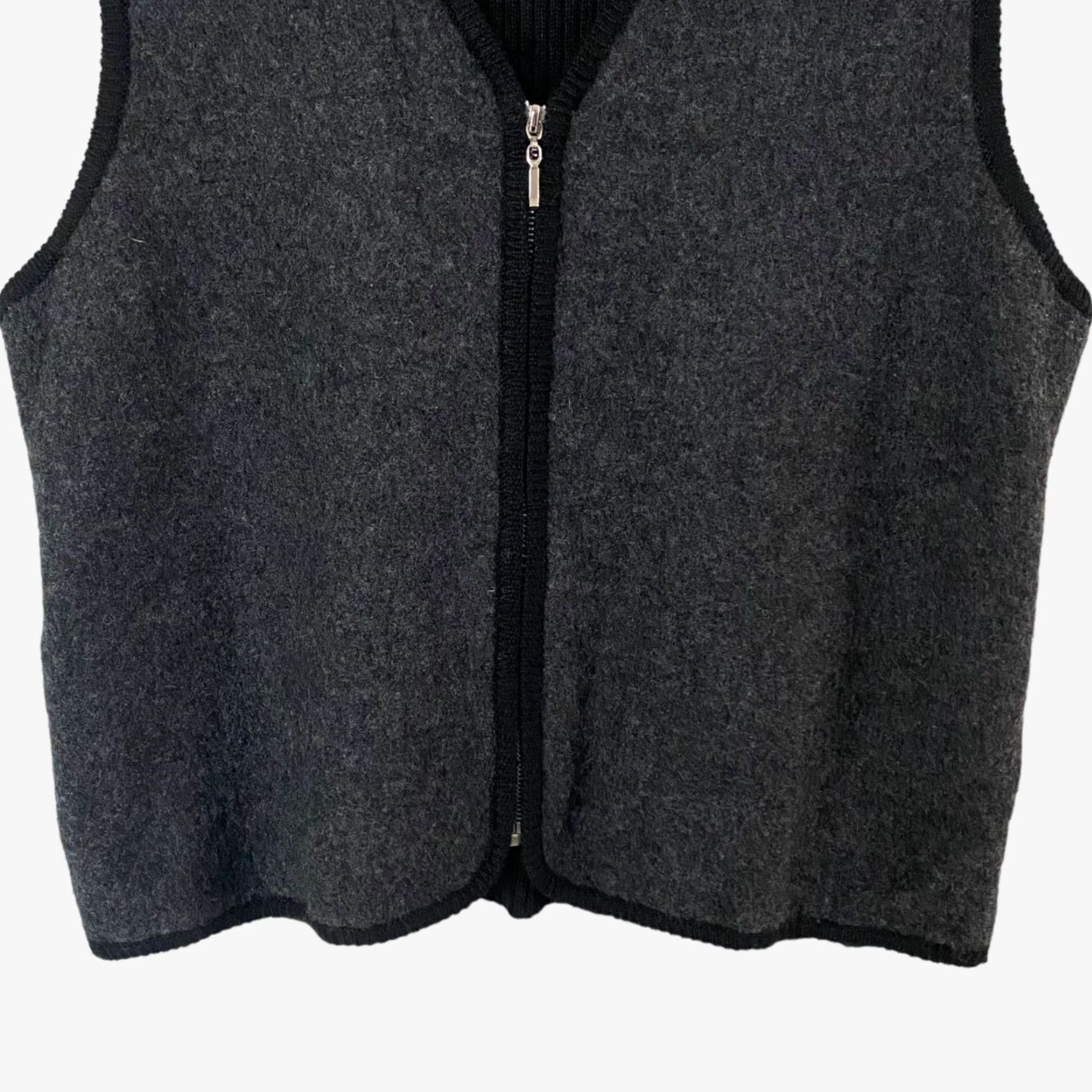 Vintage VINTAGE Style & Co Wool Sweater Vest Women Large Gray V-Neck Zip-Up Casual Office Winter Size L / US 10 / IT 46 - 6 Thumbnail