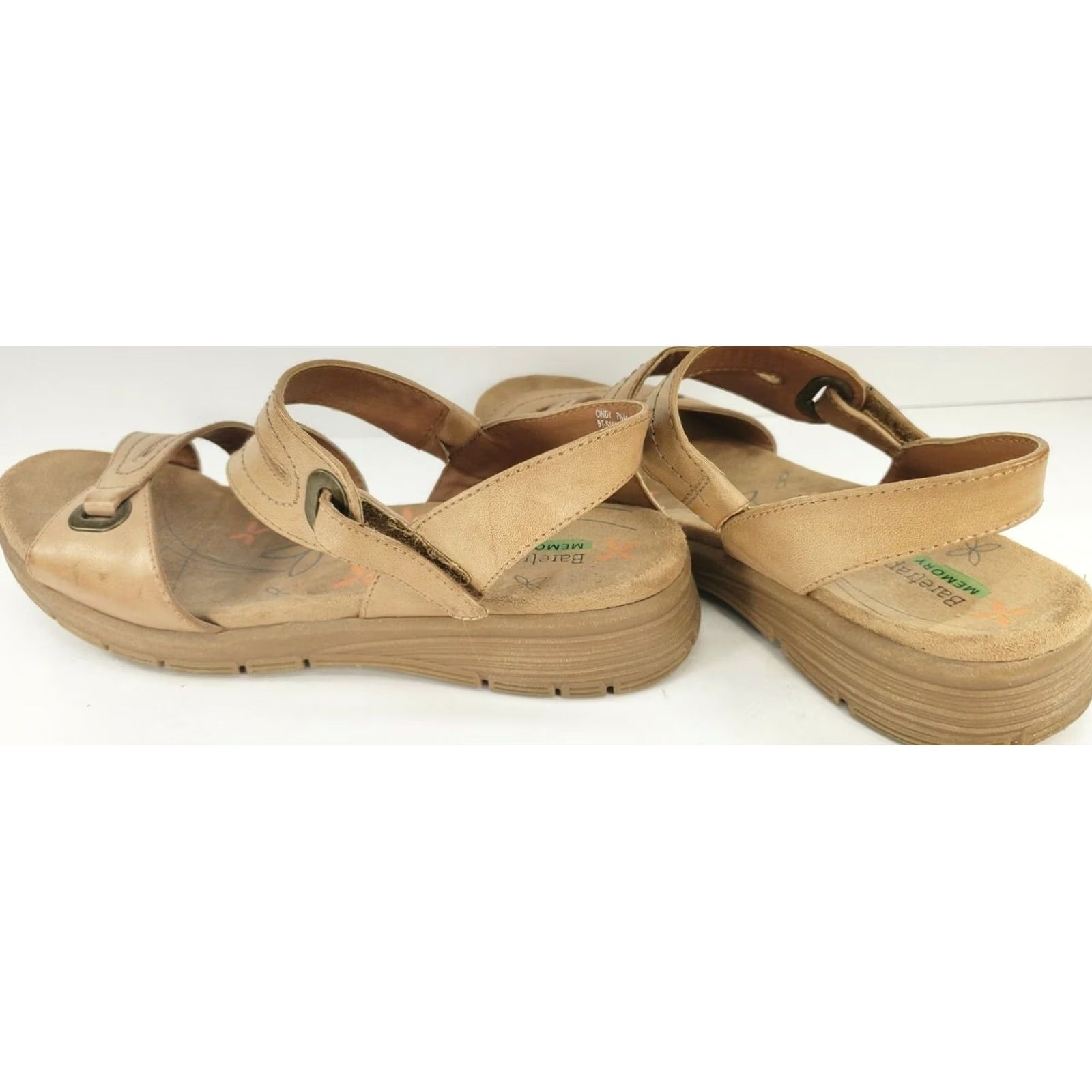 Vintage Baretraps Cindy Slingback Strappy Sandals Women’s 7.5M Tan Faux Leather Flats Size US 8 / IT 38 - 5 Thumbnail