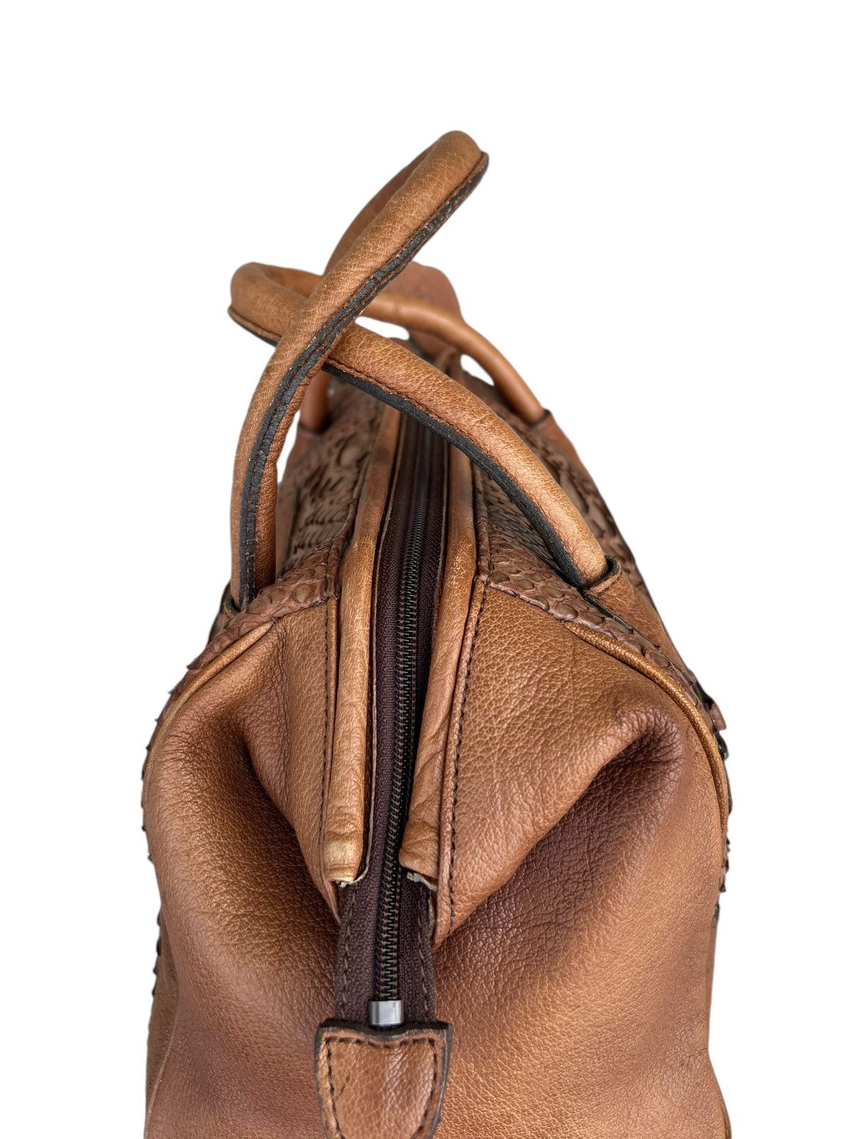 Leather Vintage Ibiza Japan Patina Python Snake Leather Doctor Bag Size ONE SIZE - 15 Thumbnail