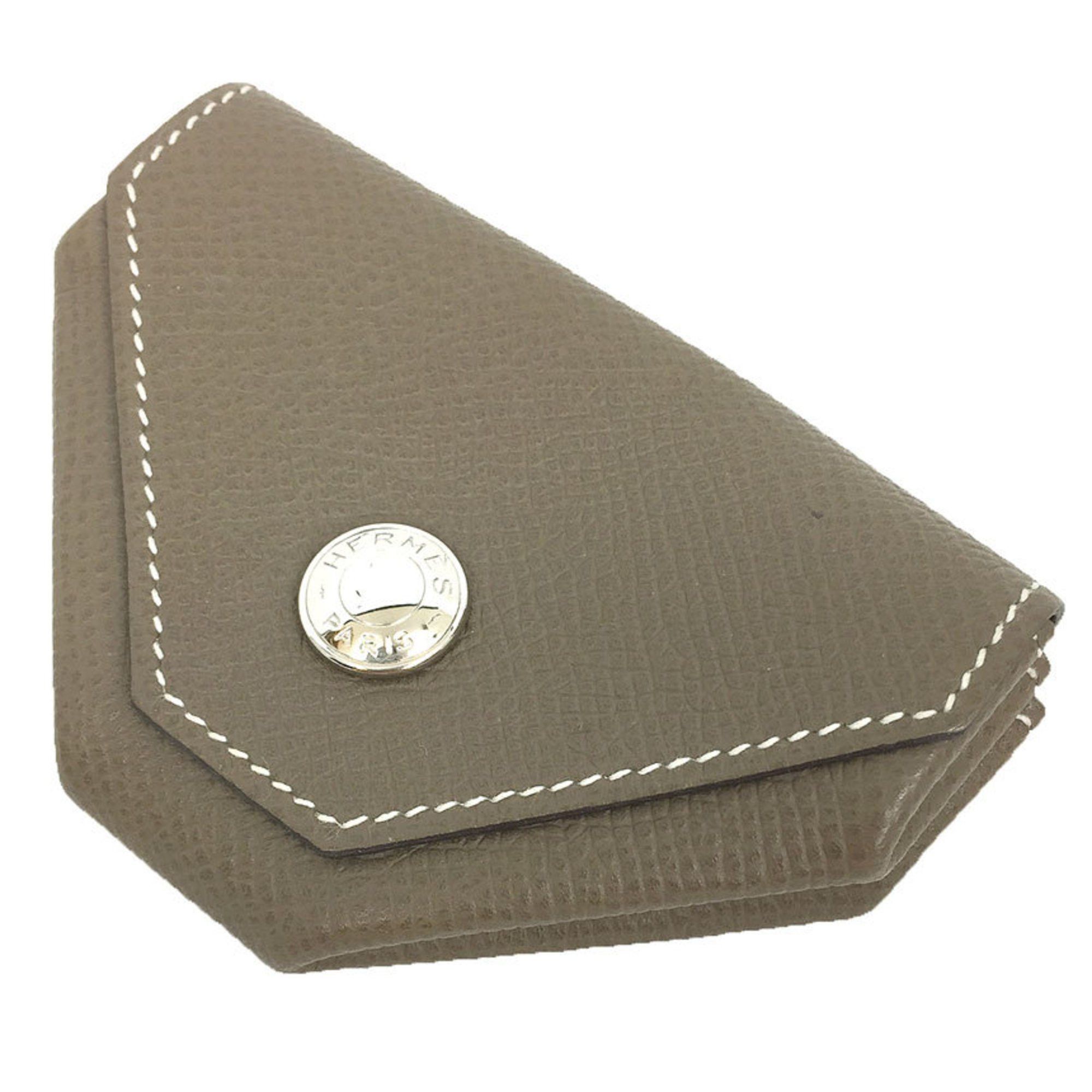 image of Hermes Le Vin Cat Coin Case Leather Etoupe Men's Women's Wallet in Camel