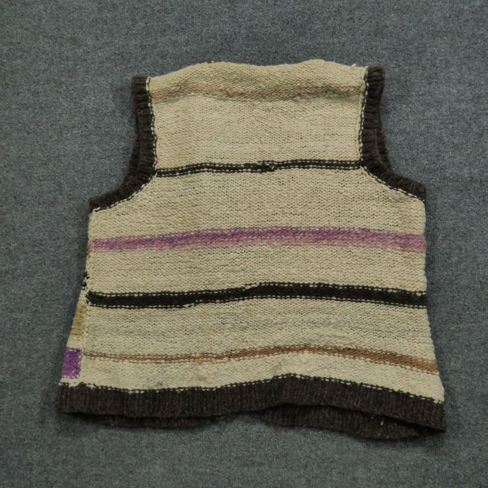 Vintage VINTAGE Handmade Sweater Vest Womens XL Brown Purple Striped Hippy Rag Cardigan Knit Wool V-Neck Casual Winter Size XL / US 12-14 / IT 48-50 - 6 Thumbnail