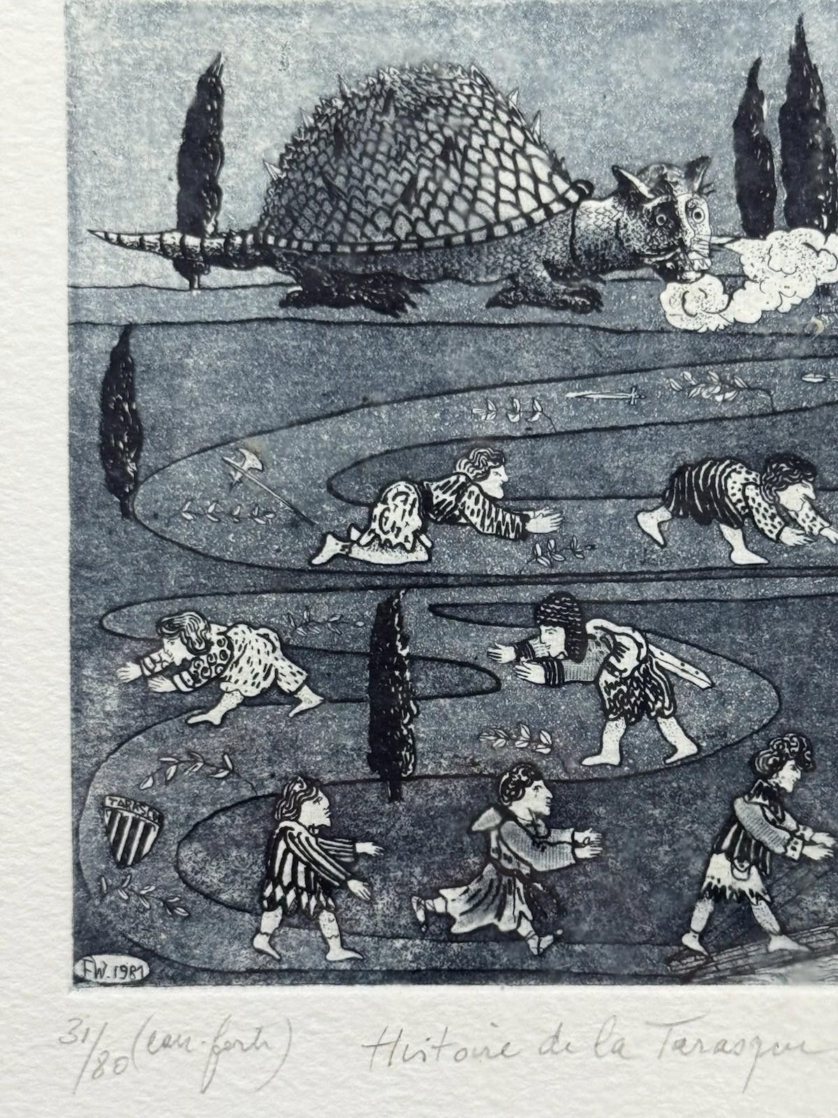 Other Signed Paul Comolli ? Histoire de la Tarasque Etching Print Size ONE SIZE - 4 Thumbnail