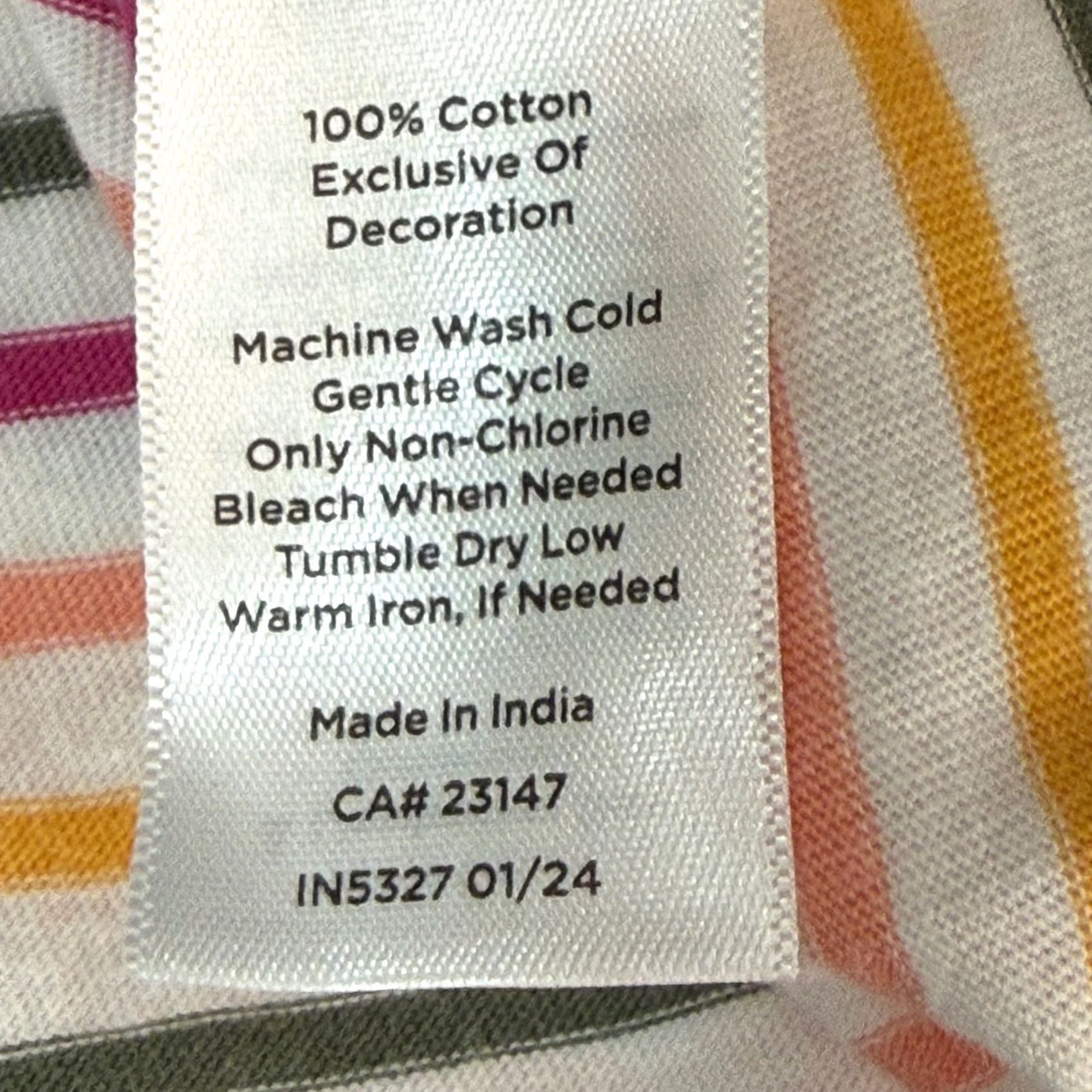 Talbots Talbots L Top Colorful Rainbow Striped Pom Notch V Neck Cotton Coastal EUC Size L / US 10 / IT 46 - 7 Thumbnail